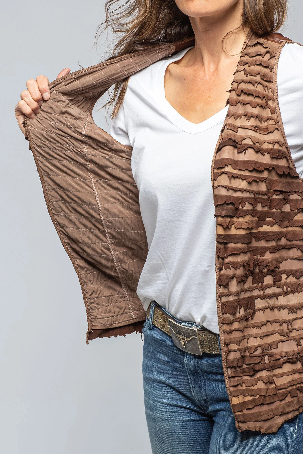 Ariza Short Leather Stripe Vest - Image 5