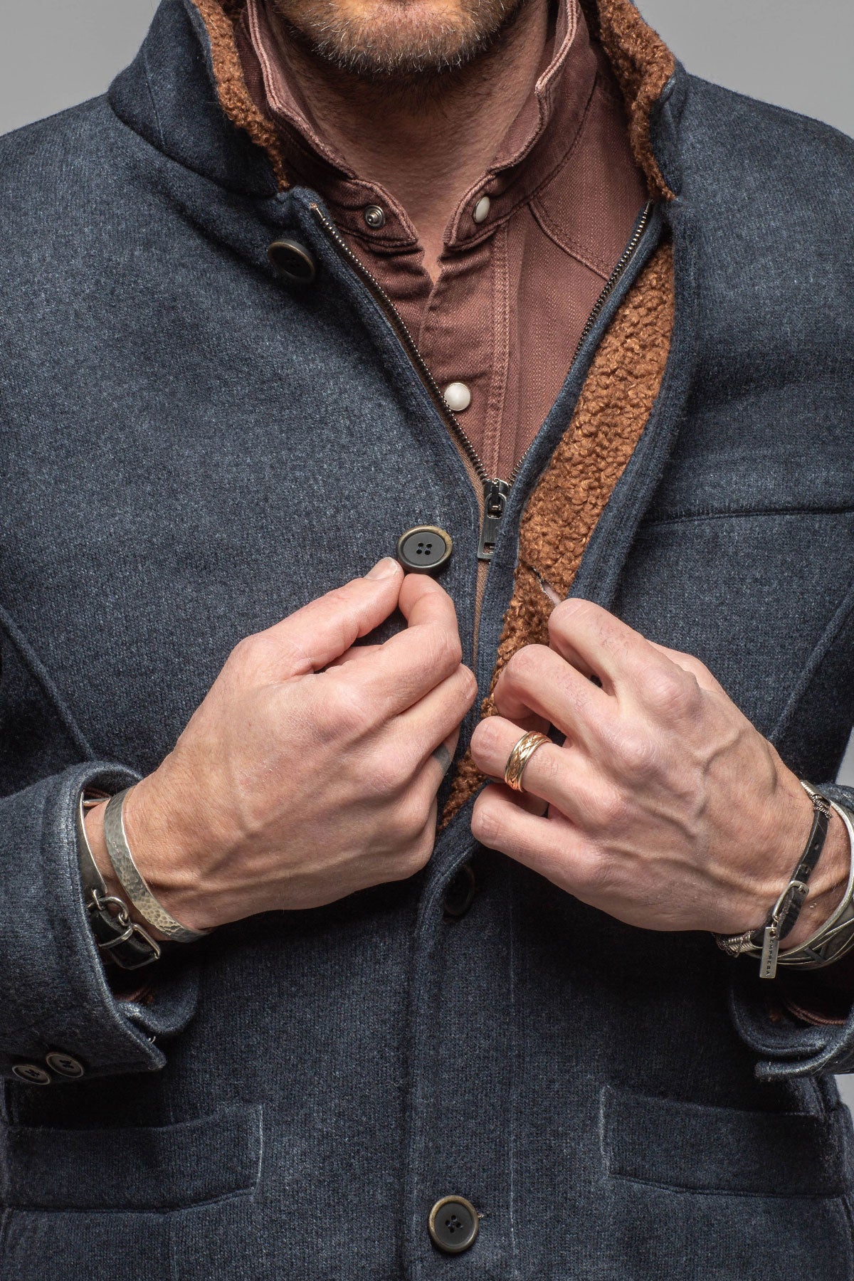 Bale Sherpa Jacket In Navy - Image 5