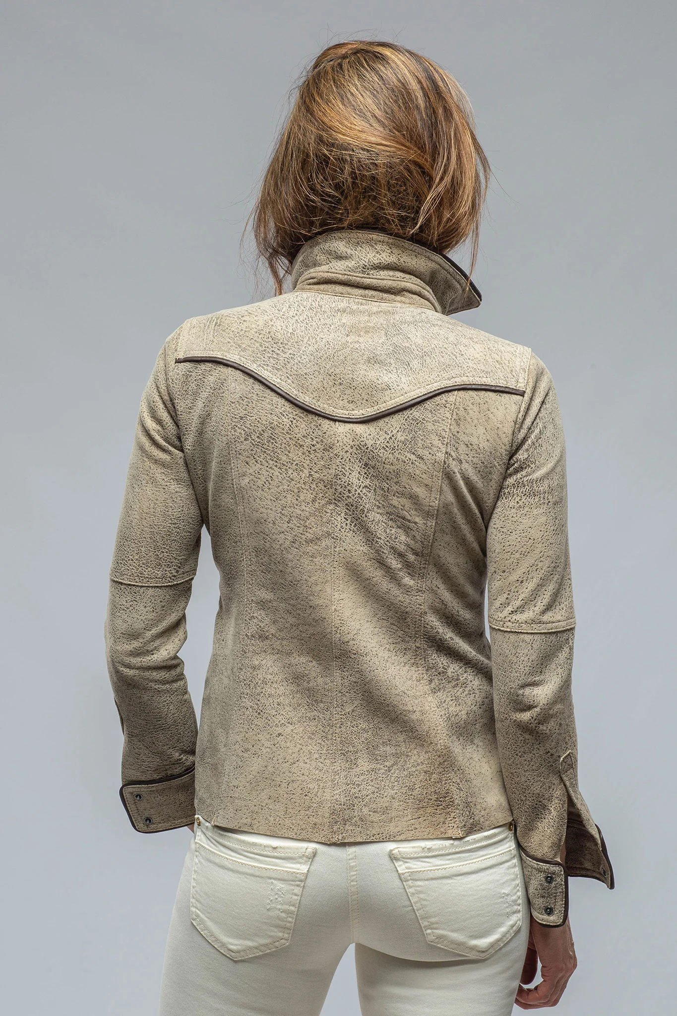Billie Western Leather Shirt in Vintage Stone - Image 3