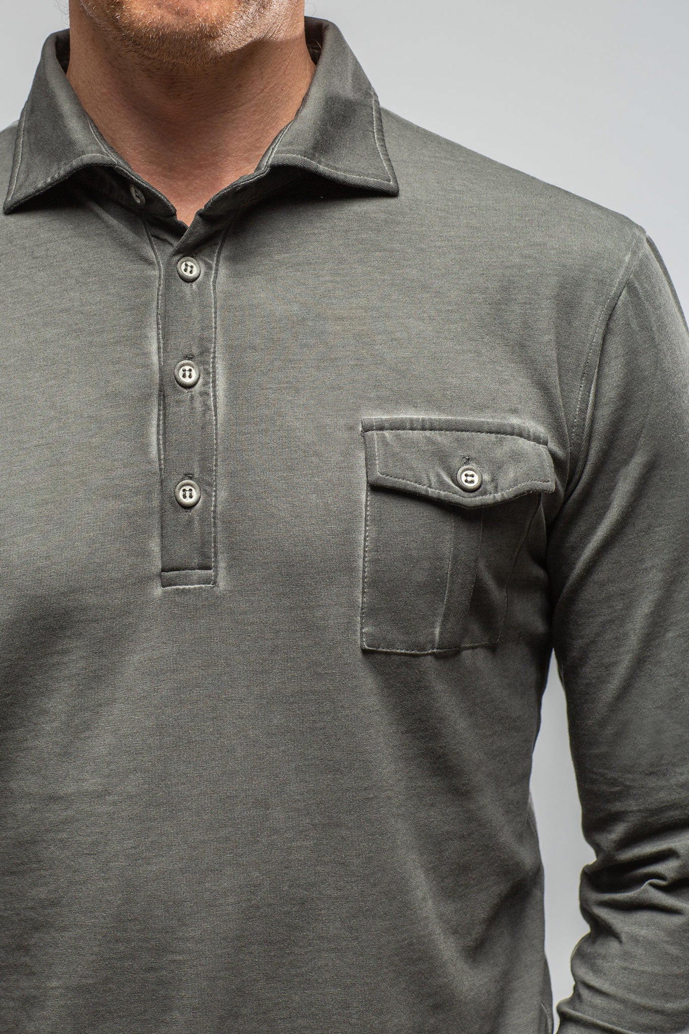 Cafe Paco LS Polo Shirt In Antracite - Image 3
