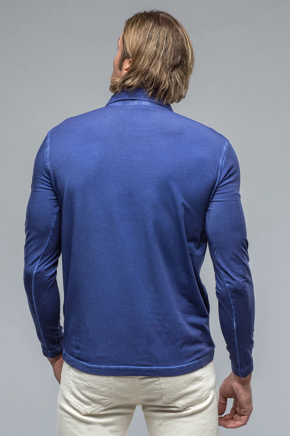 Cafe Paco LS Polo Shirt in Azure - Image 3