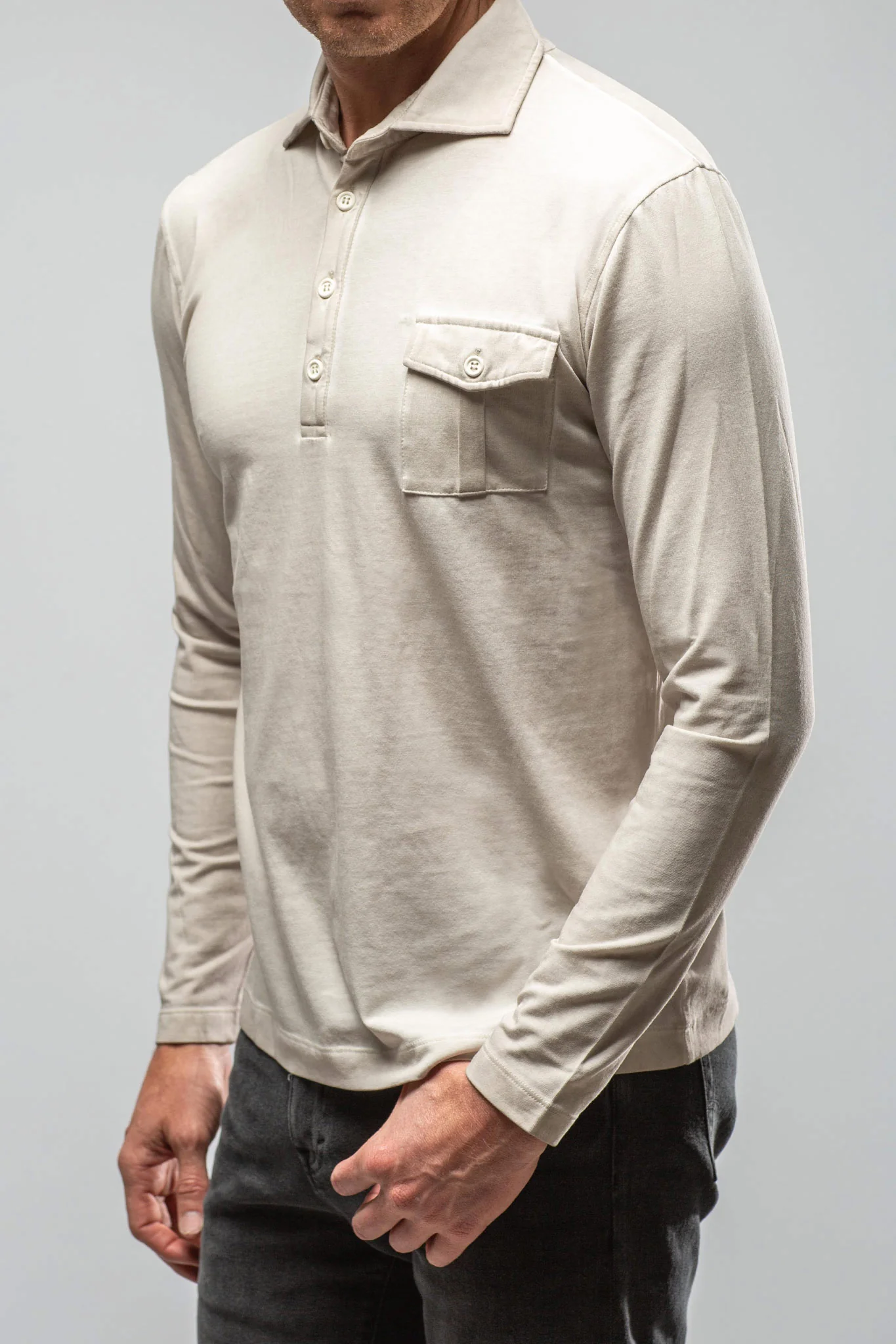 Cafe Paco LS Polo Shirt In Sasso - Image 2