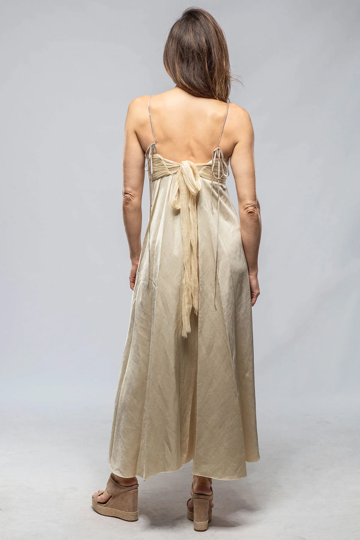 Calisa Dress With Ruched Chiffon Top In Champagne - Image 3
