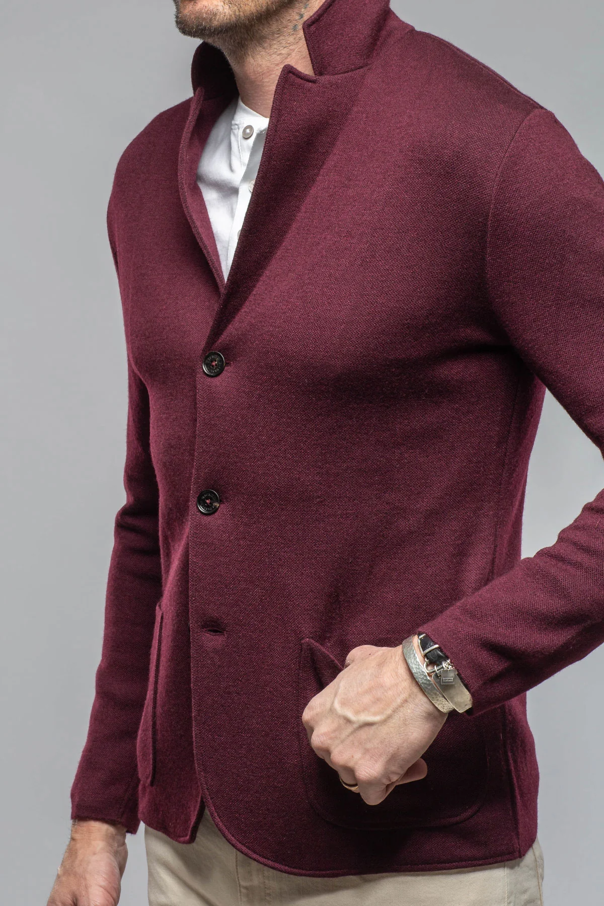 Camarena Cashmere Swacket In Burgundy - Image 2