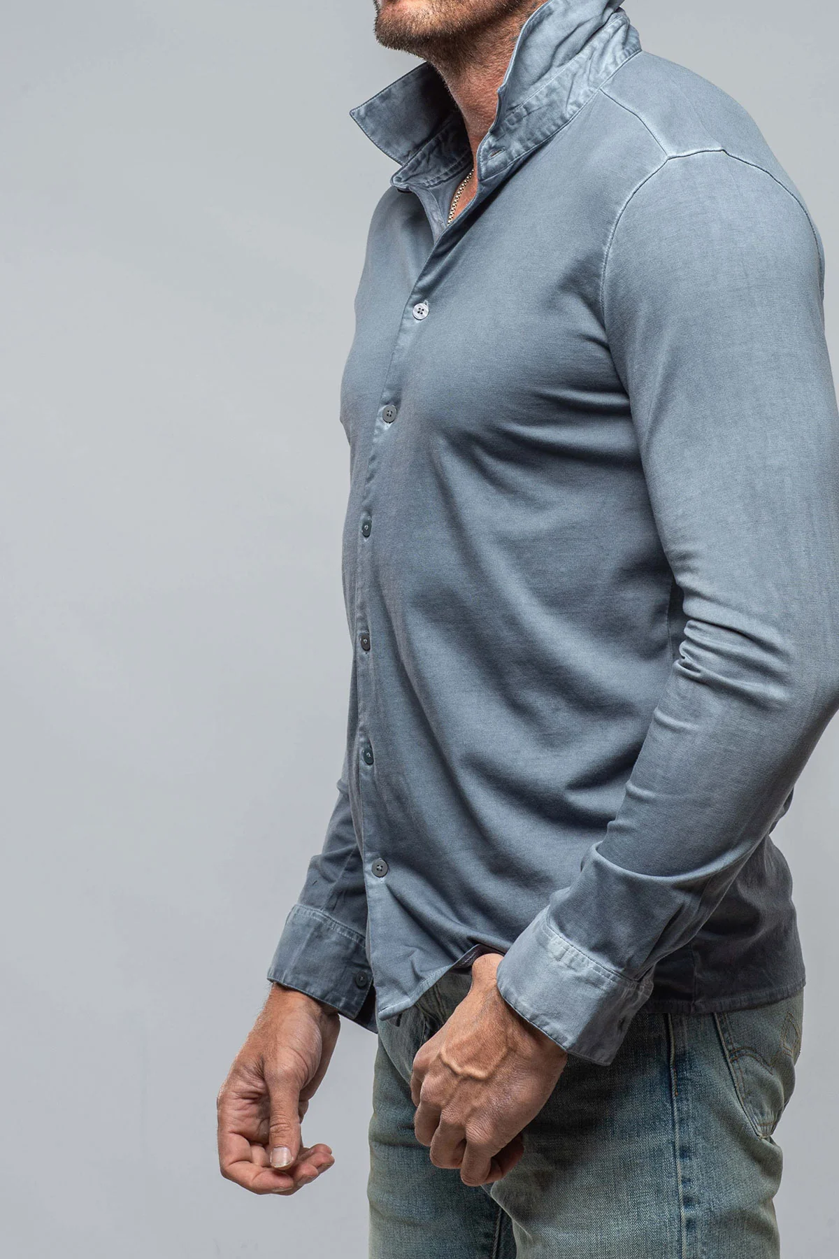 Cambria Button Up Polo in Capri - Image 2