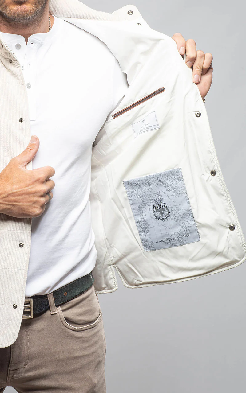 Cayuse Corduroy Jacket With Knit Sleeve In Cream - Image 3