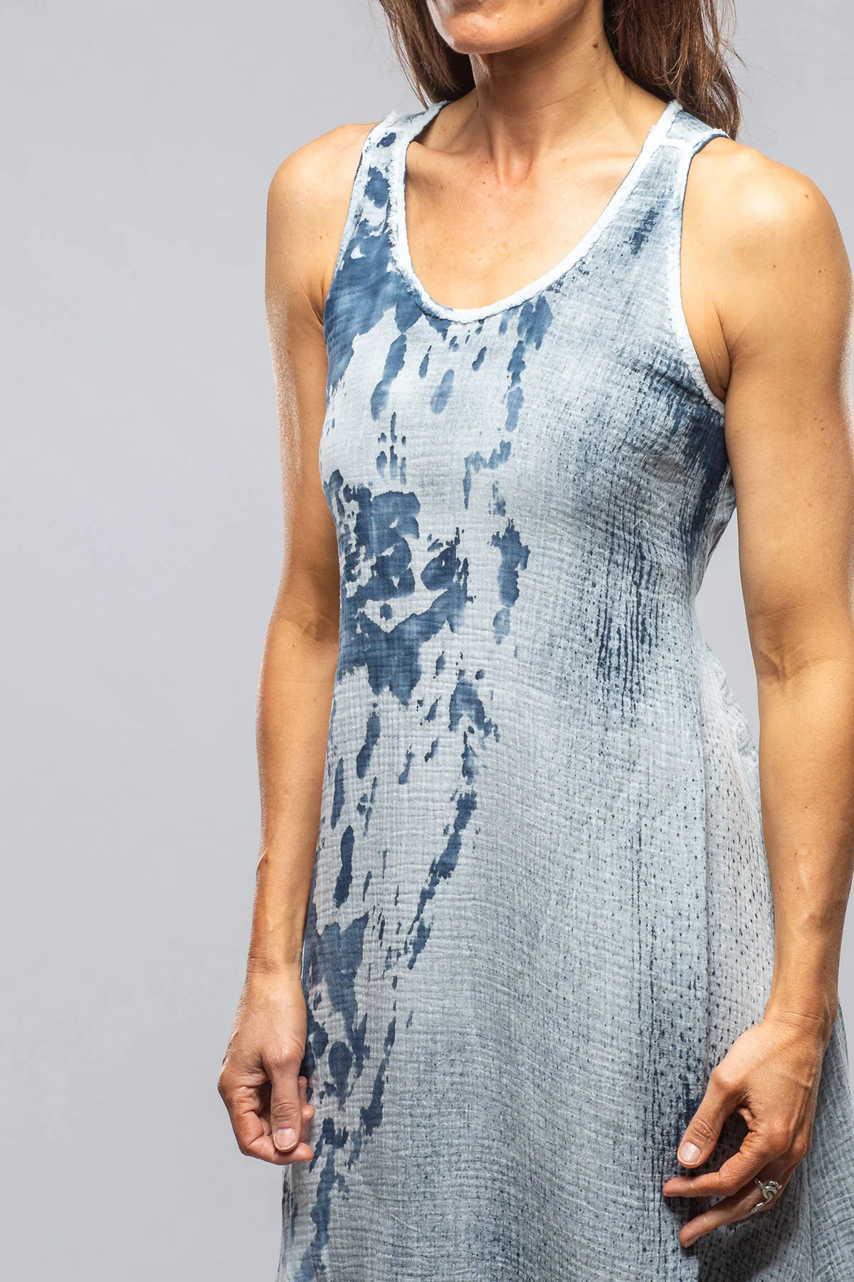 Cora Dress With Painted Detail In Blue - Image 6