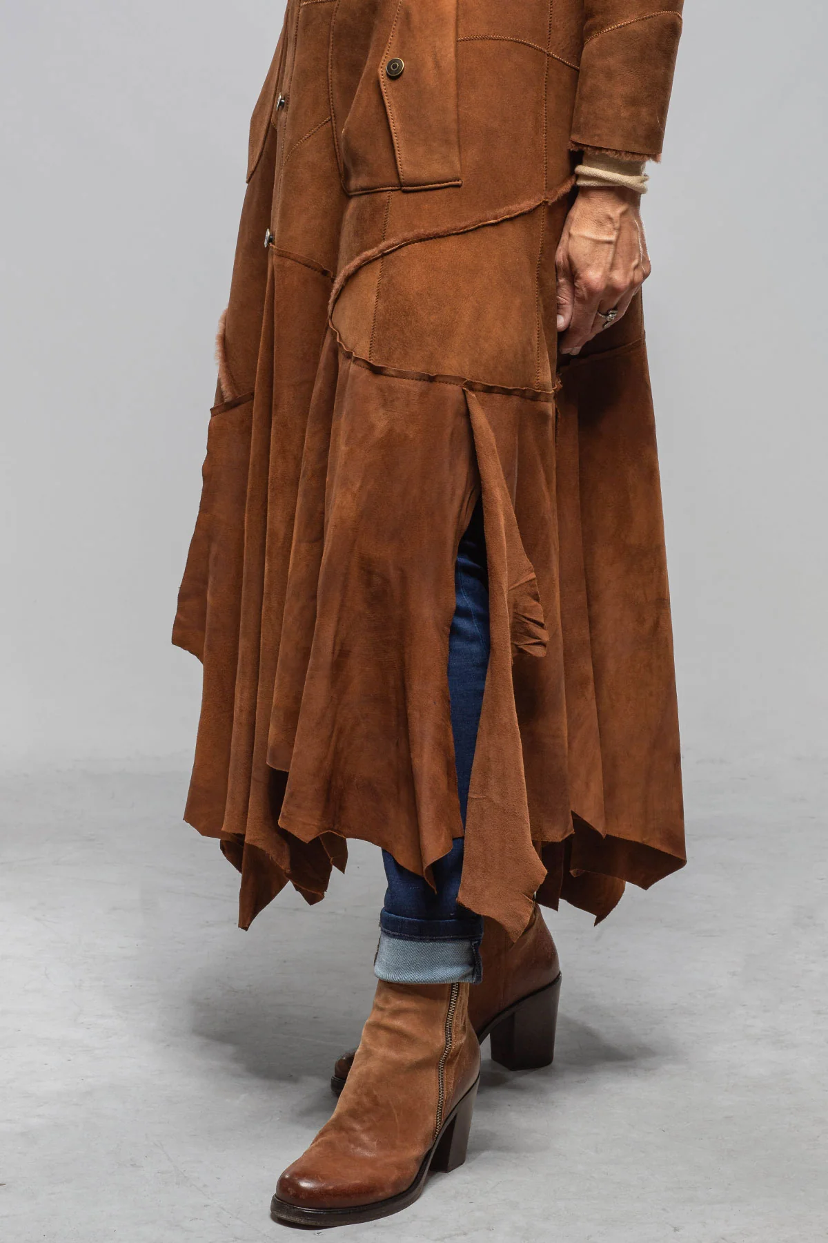Cori Long Shearling In Cognac - Image 6
