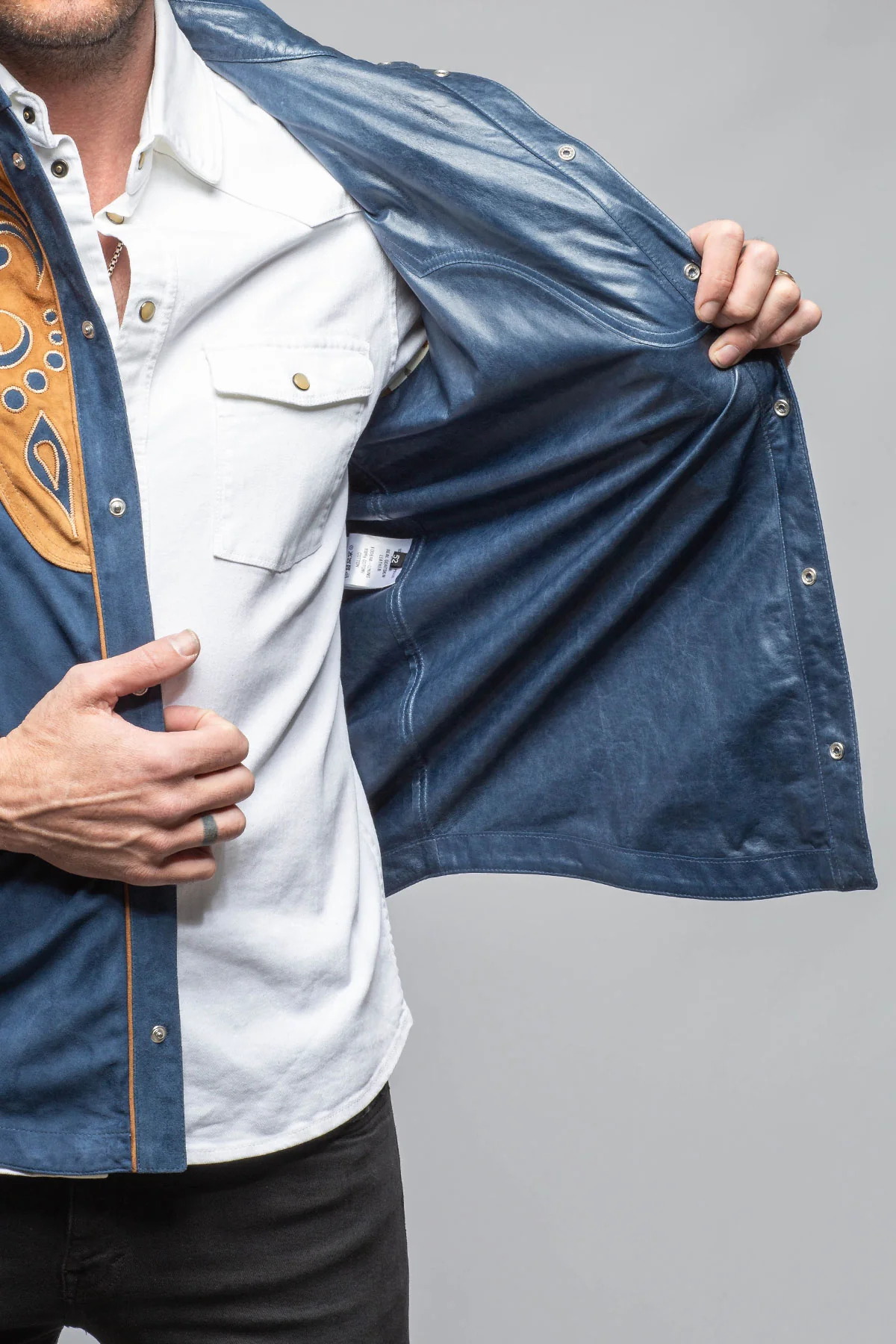 Corzo Western Suede Overshirt In Blue - Image 3