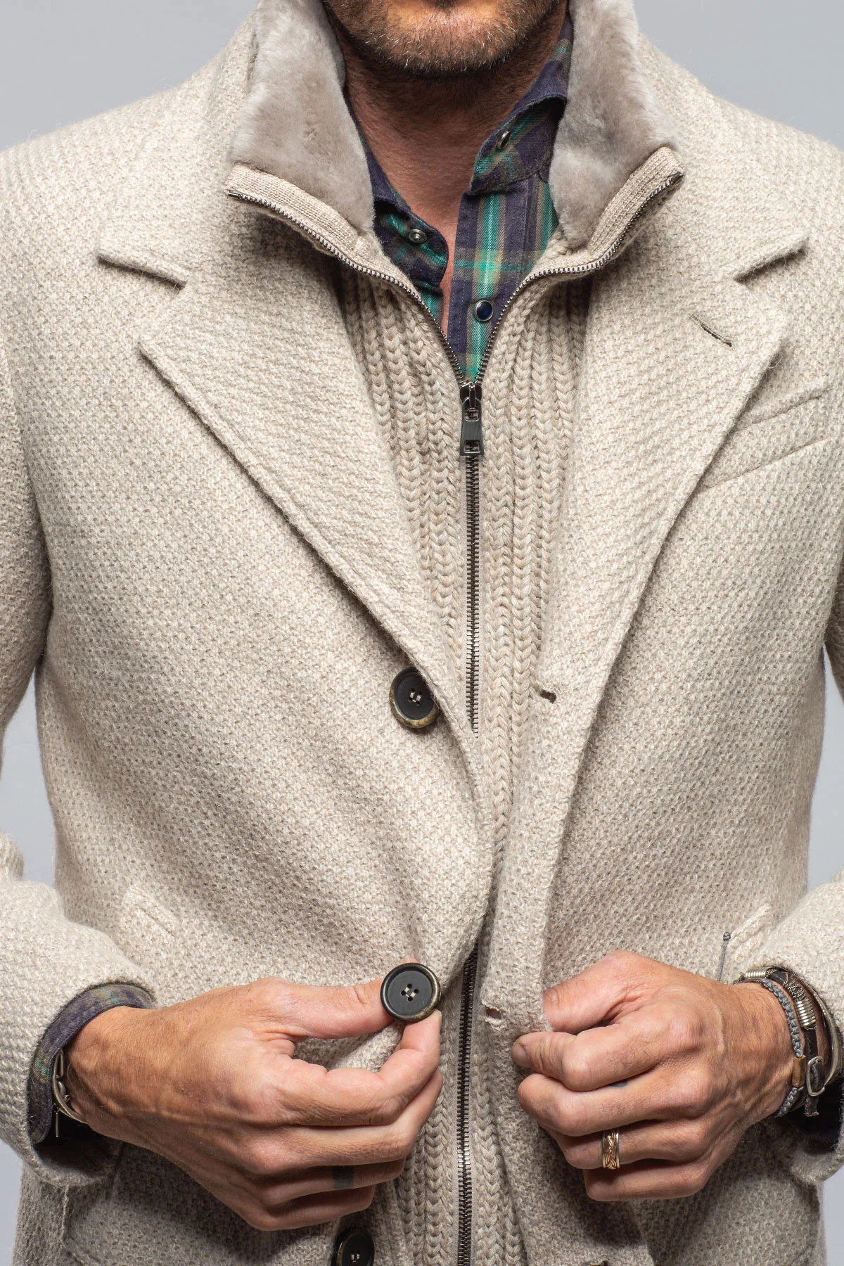 Crispus Knit Jacket in Ice - Image 2