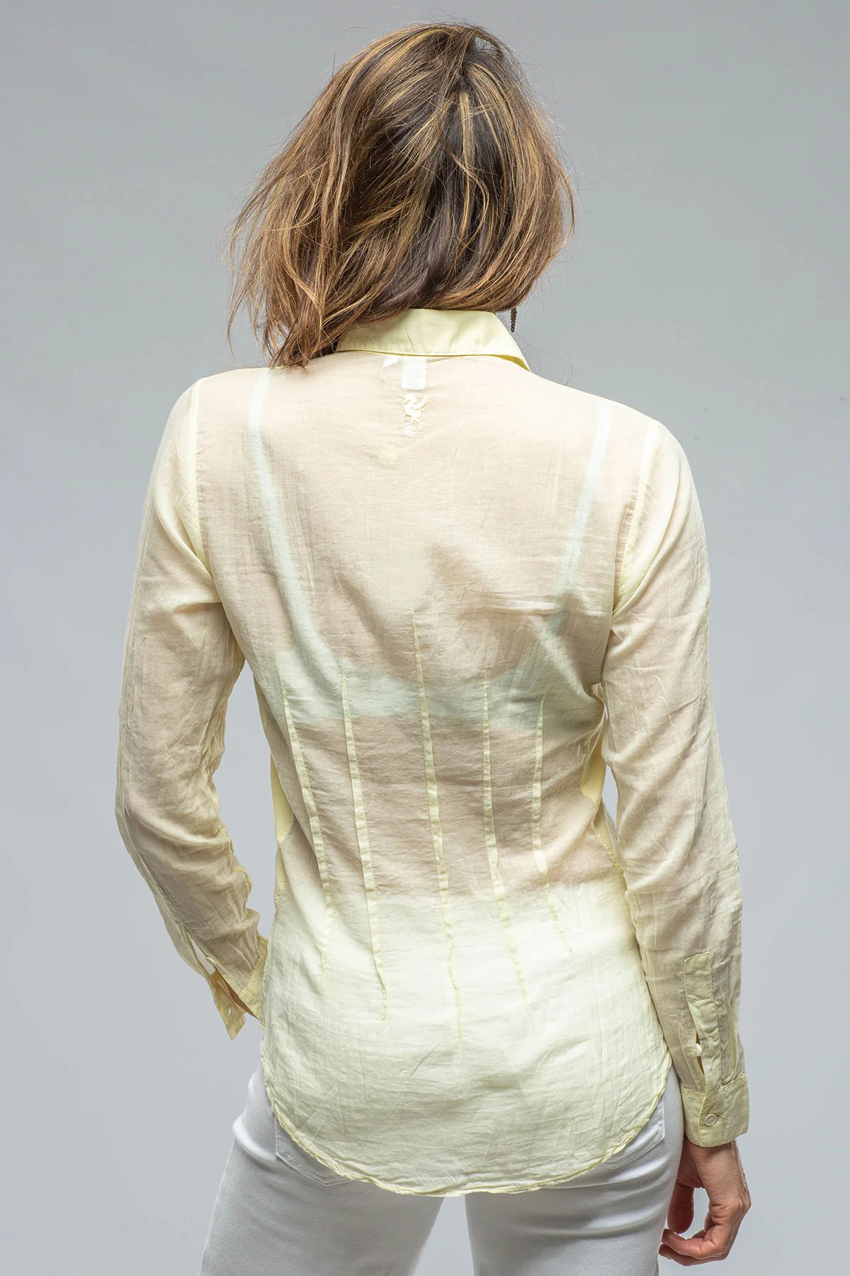 Dessina Darted Shirt In Pale Yellow - Image 2
