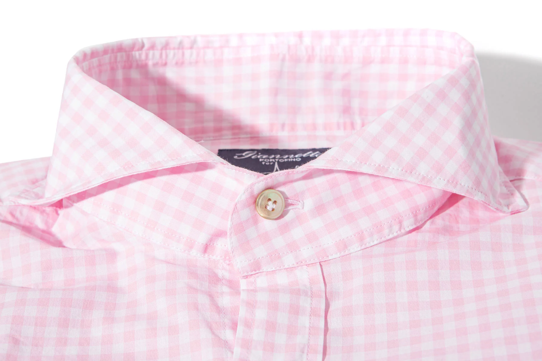 Diago Cotton Gingham Check Shirt In Pink - Image 3