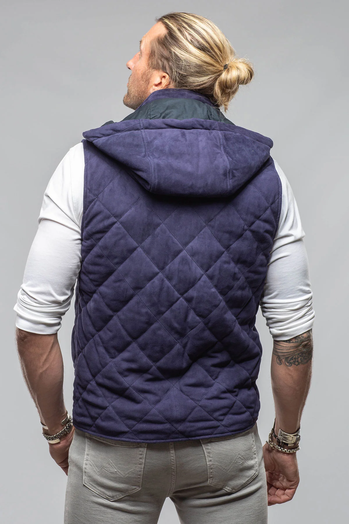 Diamond Hooded Vest In Navy - Image 6