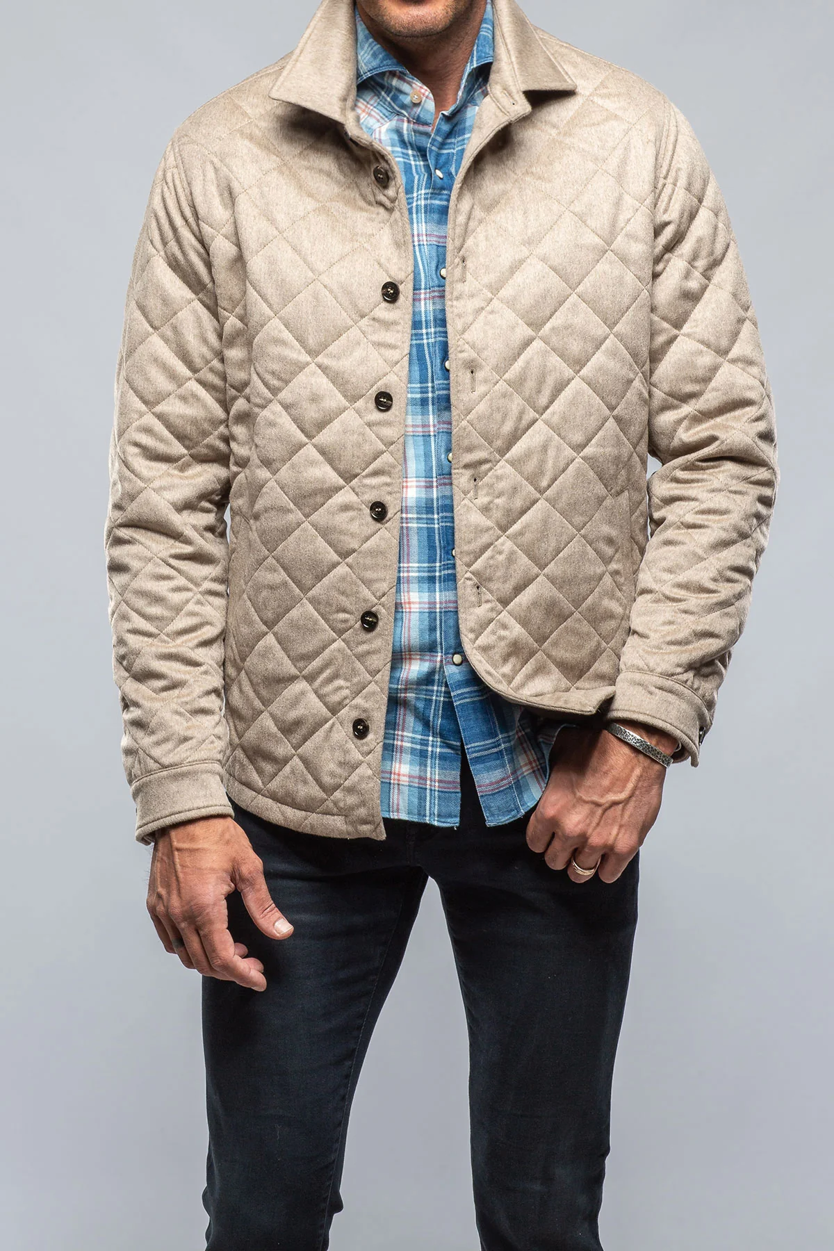 Dutton Quilted Cashmere Jacket in Camel - Image 2