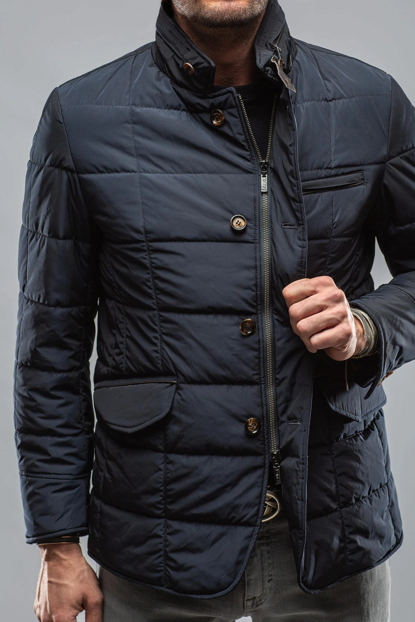 Easton Quilted Jacket In Navy - Image 4