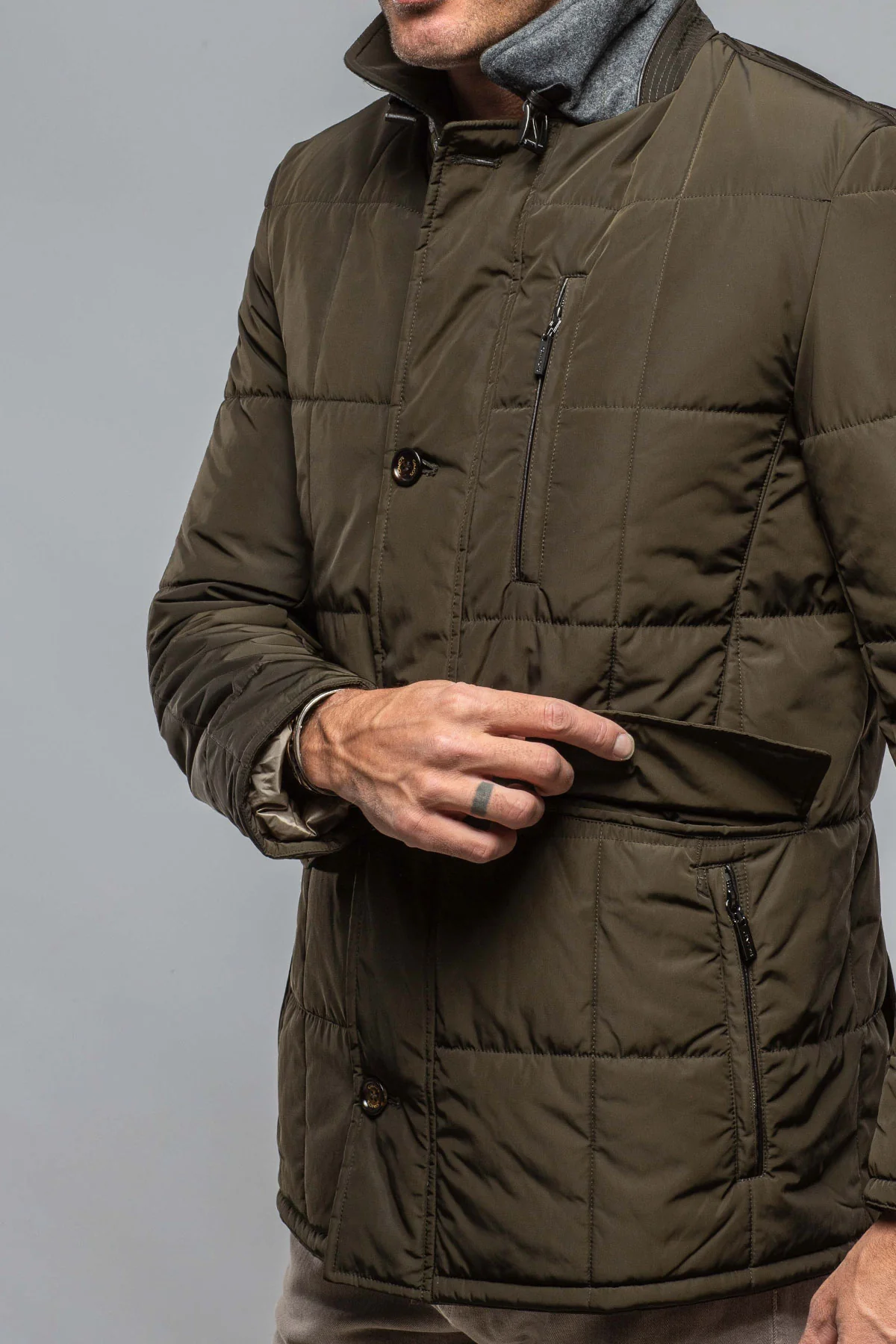 Edison Quilted Jacket In Olive - Image 4