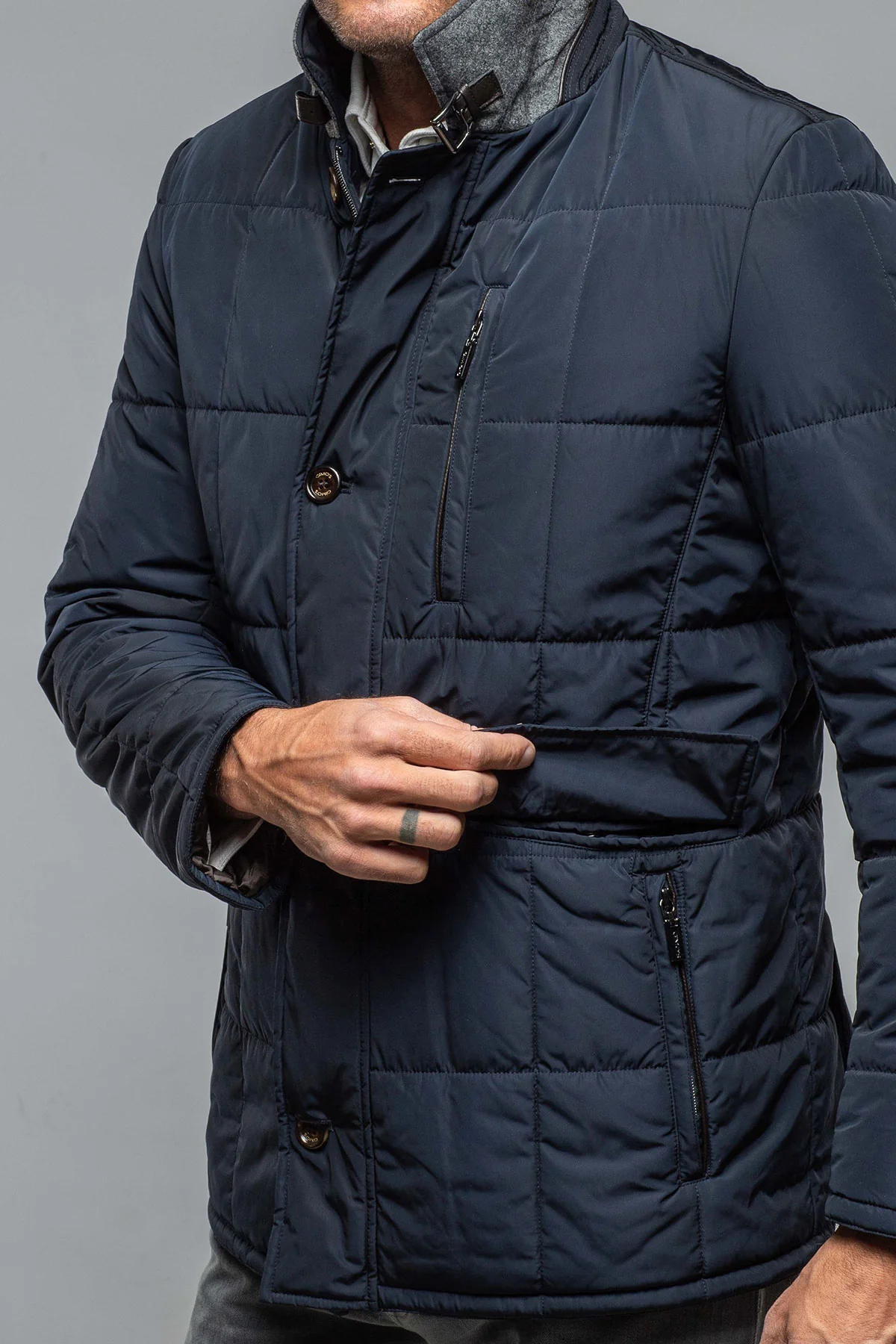 Edison Quilted Jacket Navy - Image 3