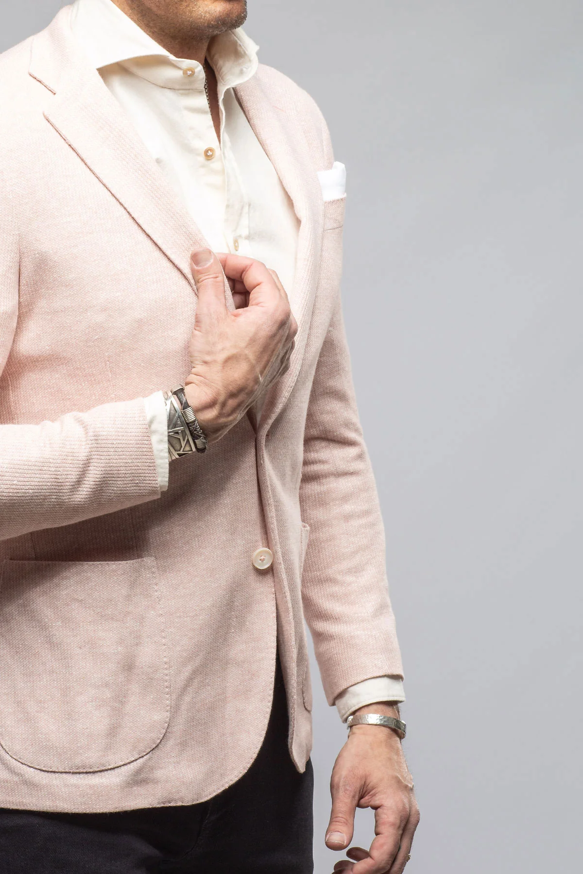 Giorgio Unconstructed Blazer In Salmon Melange - Image 2