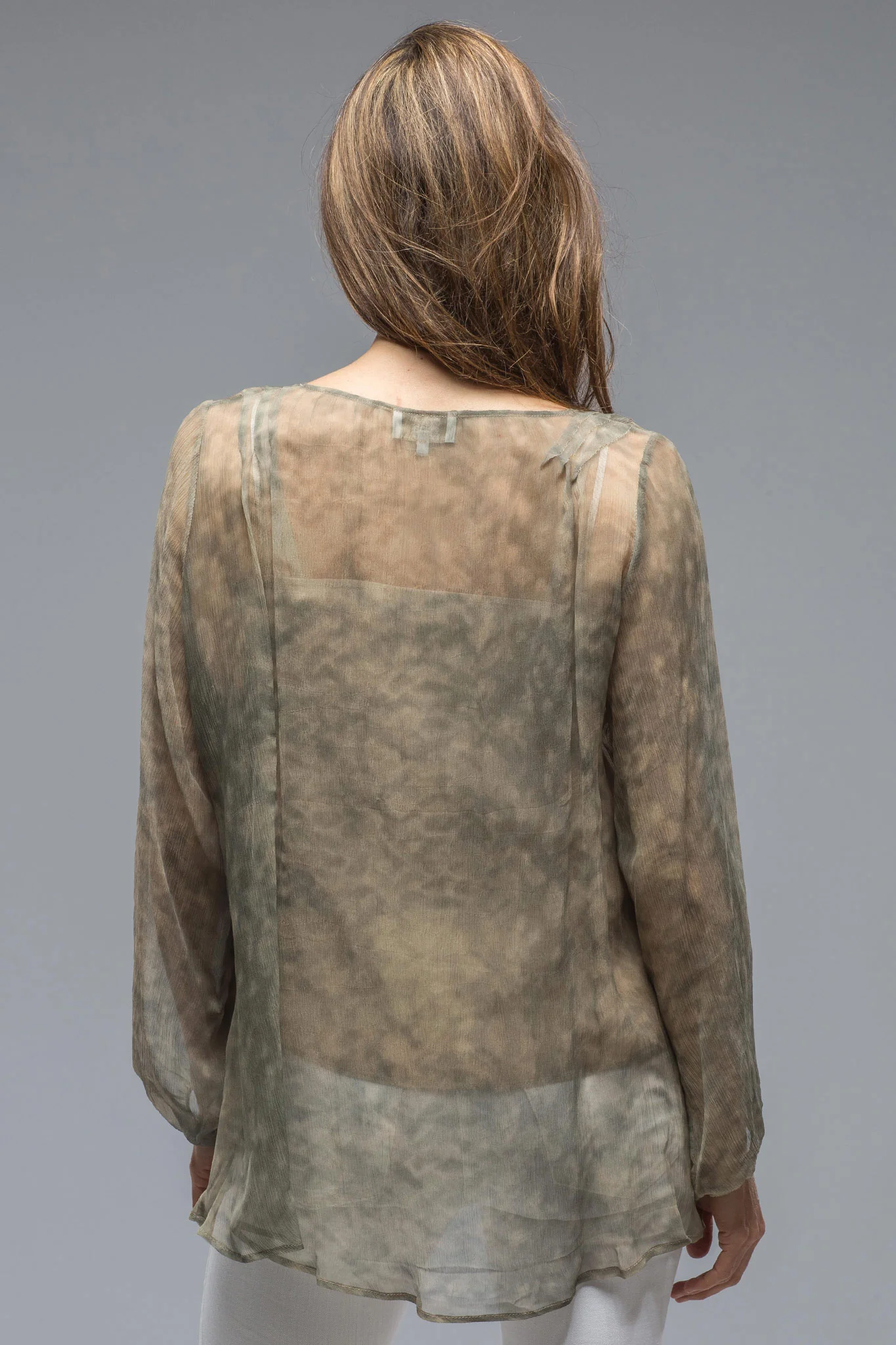 Giselle Shirt W/ Taupe Cami In Green Print - Image 4