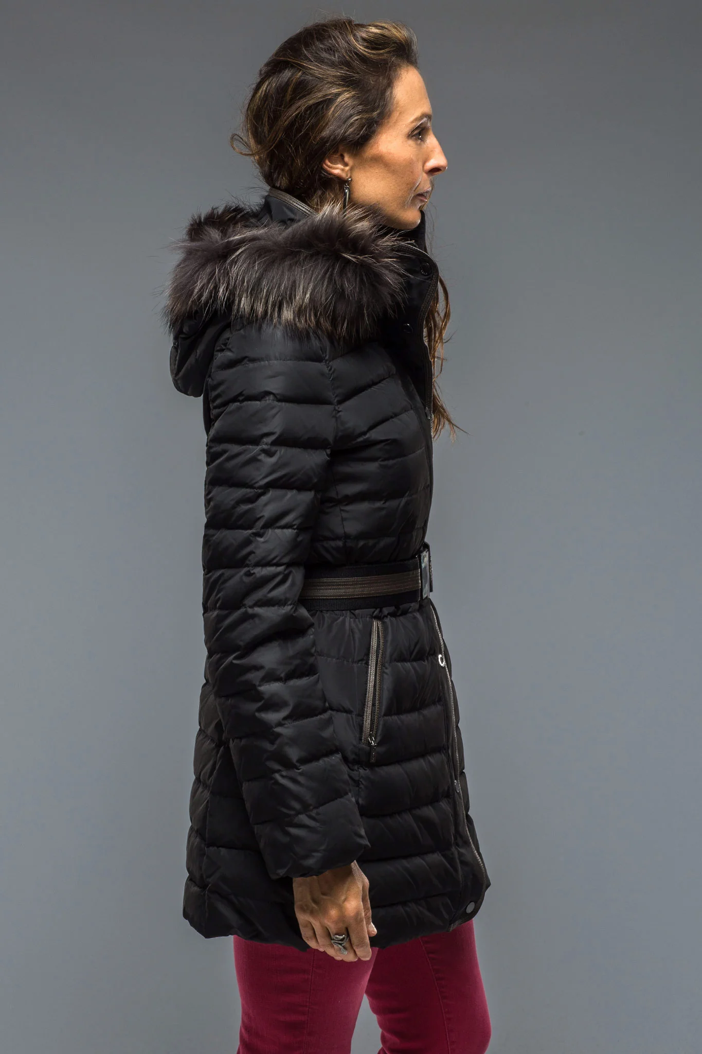 Thalia Long Goose Down Coat In Black - Image 3