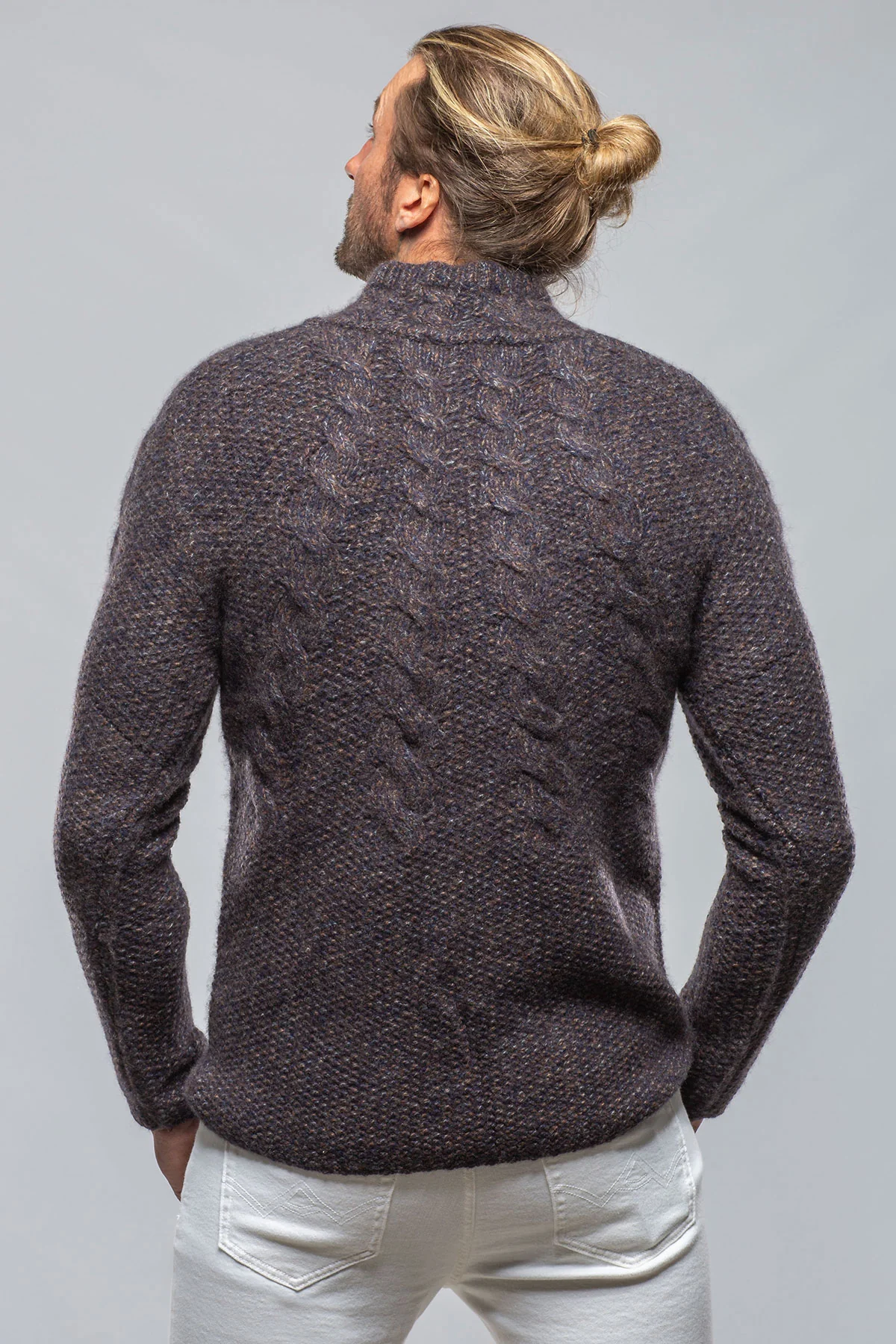 James Cable Sweater in Chocolate Melange - Image 4