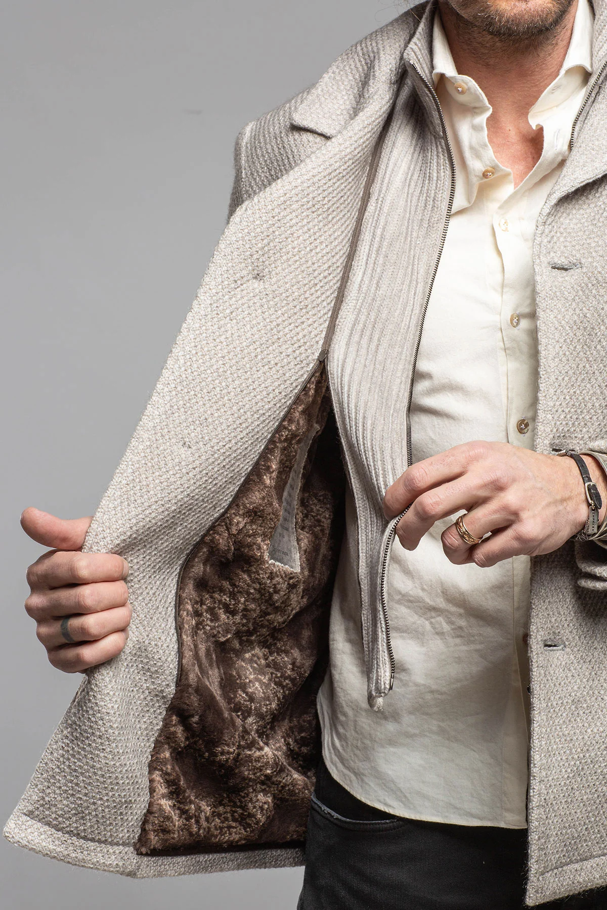 Juneau 3/4 Knit Coat In Ice - Image 3