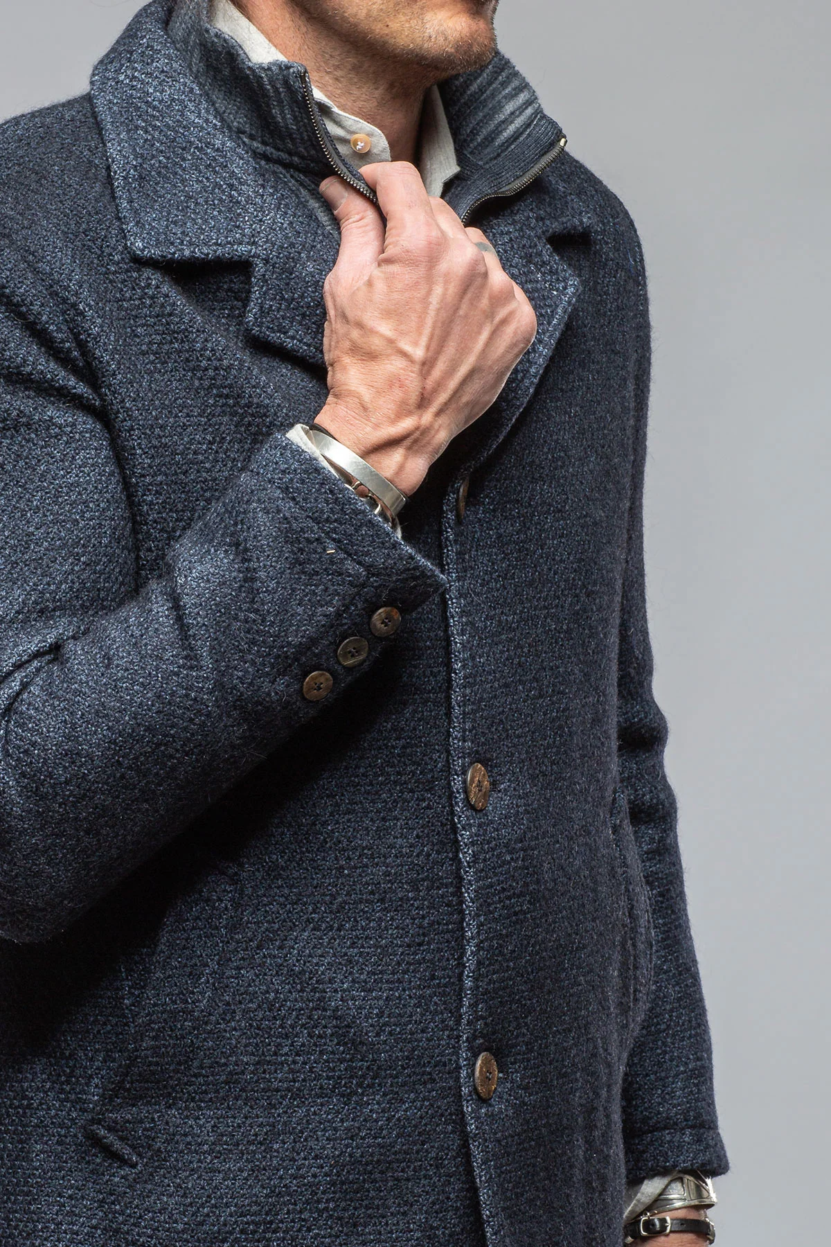 Juneau 3/4 Knit Coat In Navy - Image 5