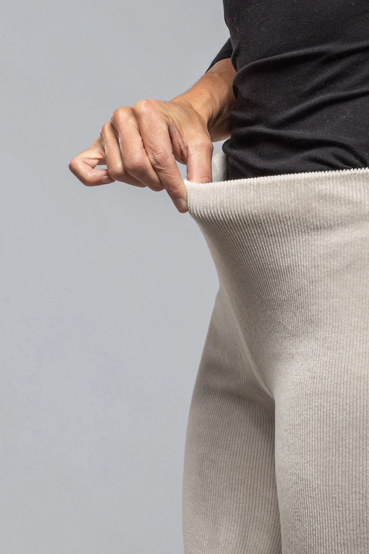 MAC Anna Wide Cosy Corduroy Jersey Pant In White Sand - Image 4