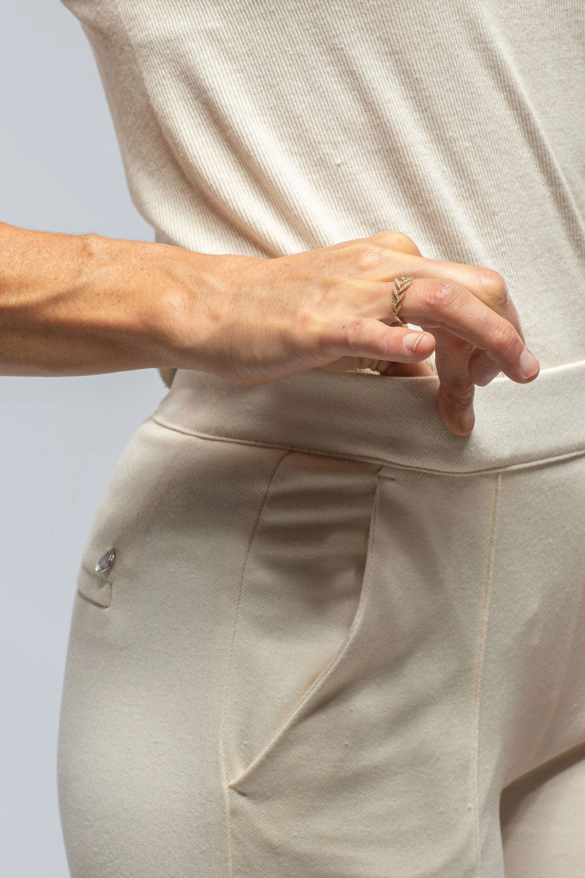 MAC Chiara Knit Trouser In Vintage White - Image 3