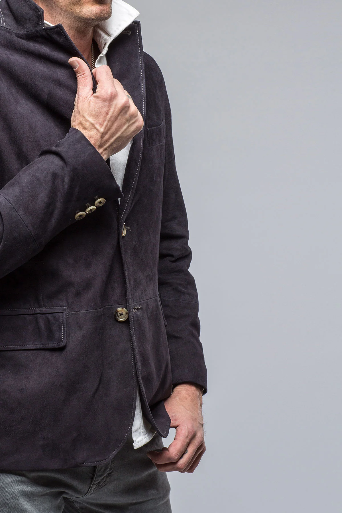 Maldito Suede Blazer In Navy - Image 2
