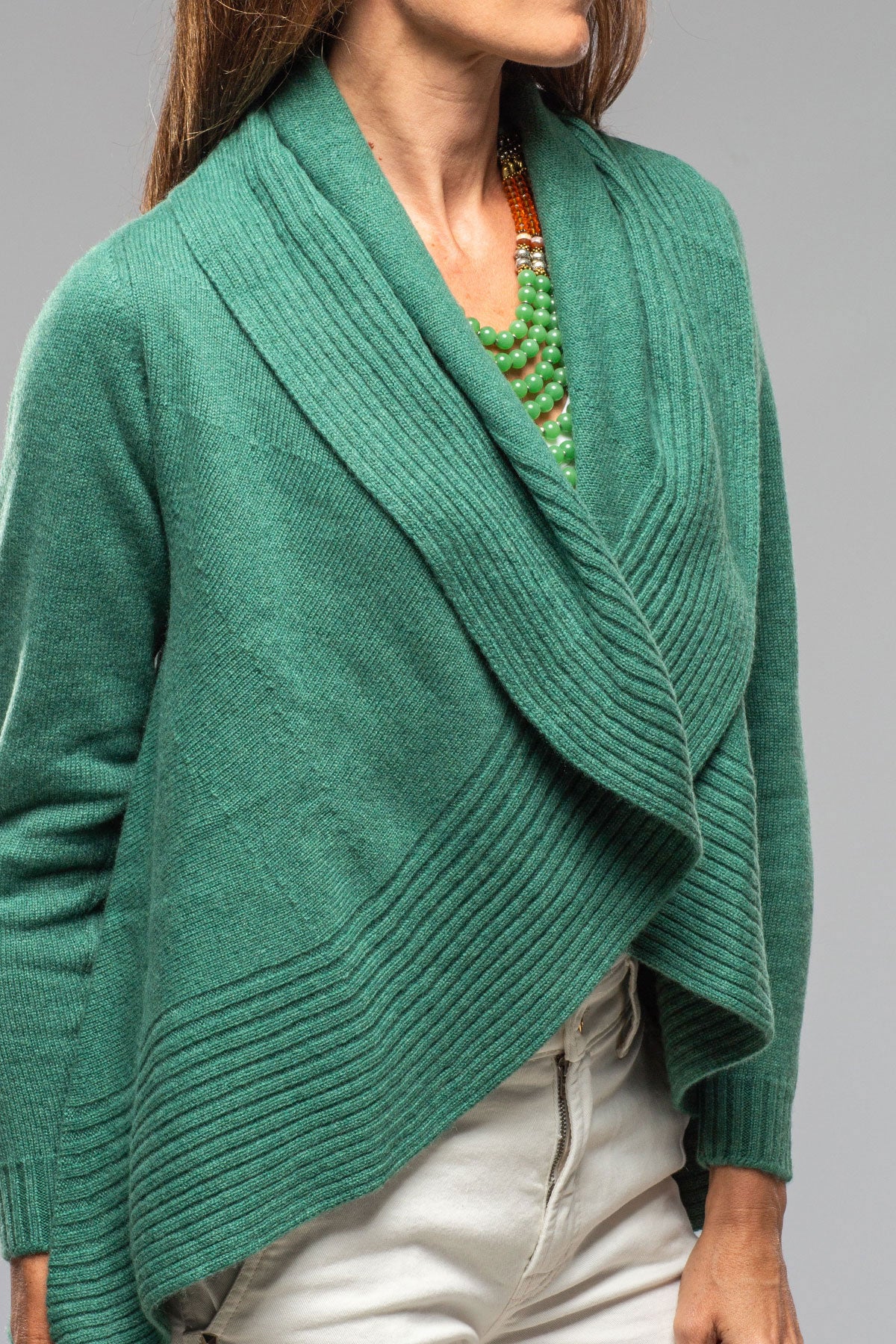 Margot Cashmere Open Cardigan In Emerald - Image 2