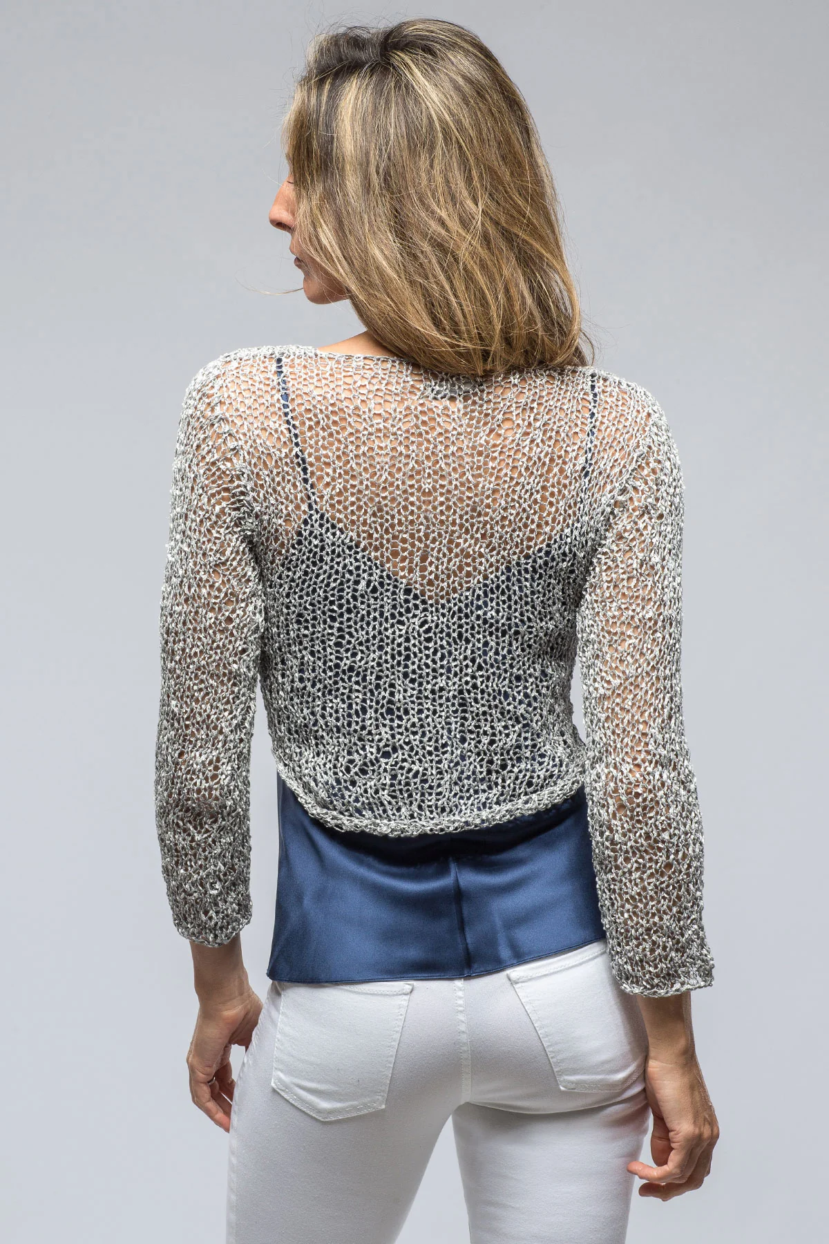Marissa Loose Knit Crop L/S Top In Stone - Image 3