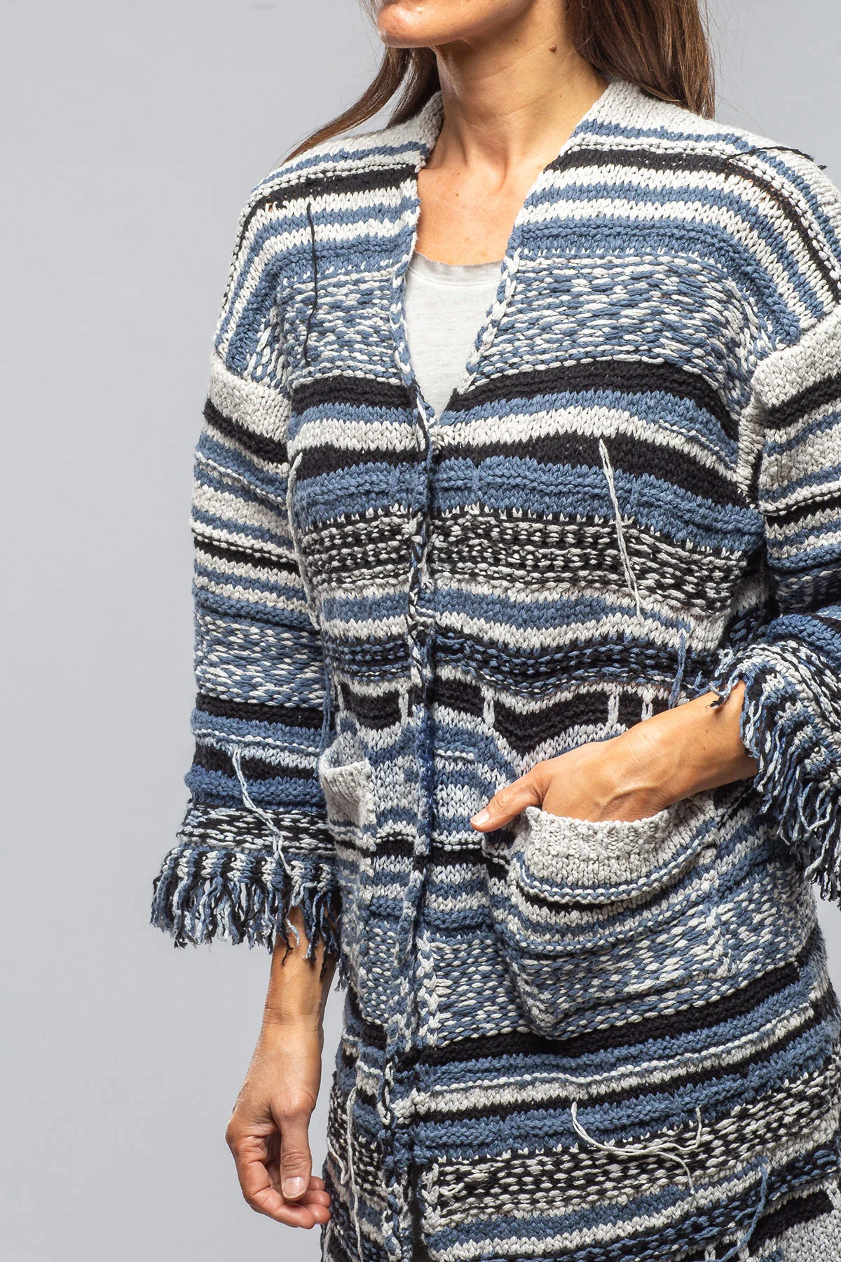 Masi Long Knit Cardigan In Denim - Image 5
