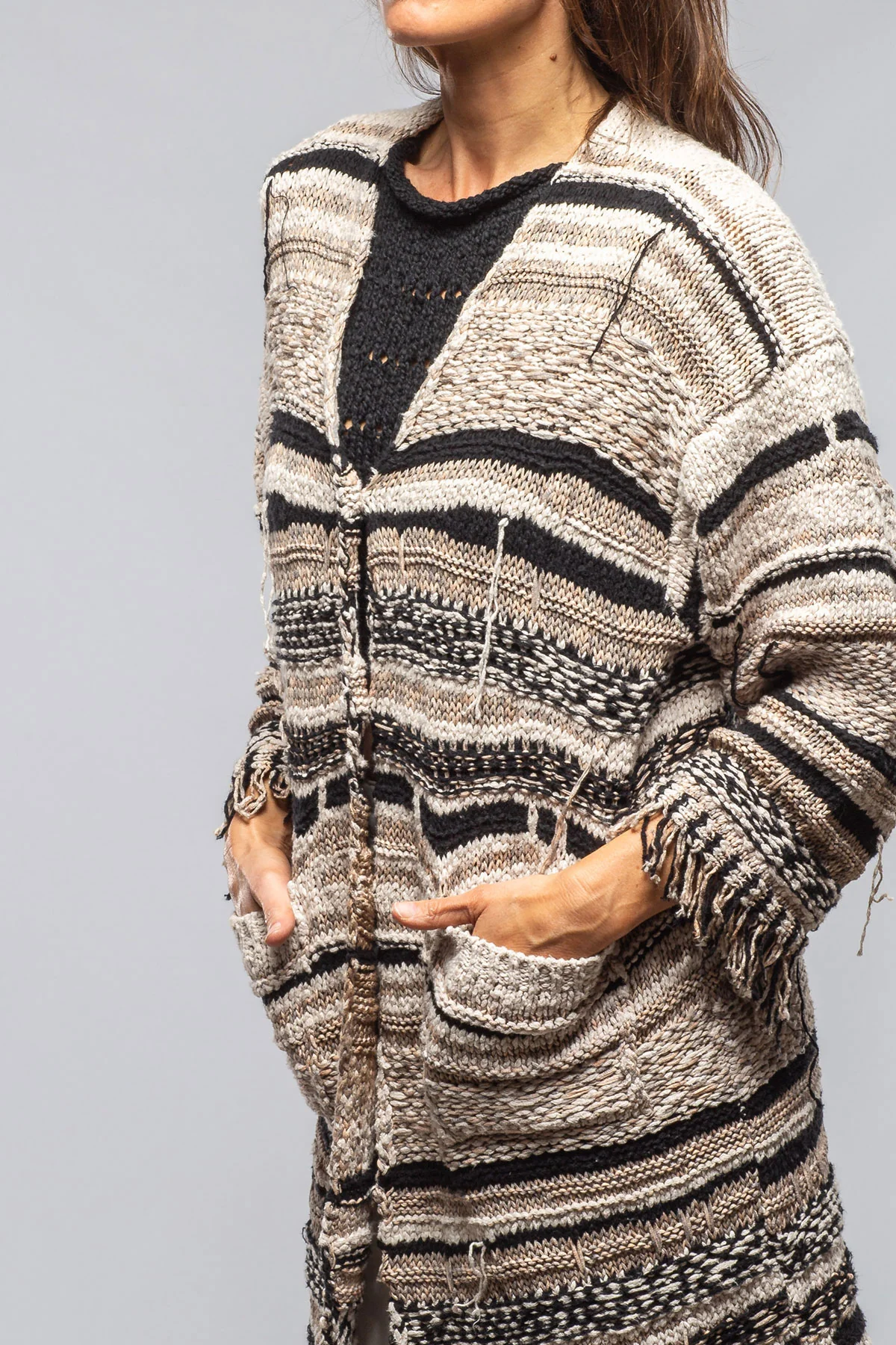Masi Long Knit Cardigan In Desert Brown - Image 4