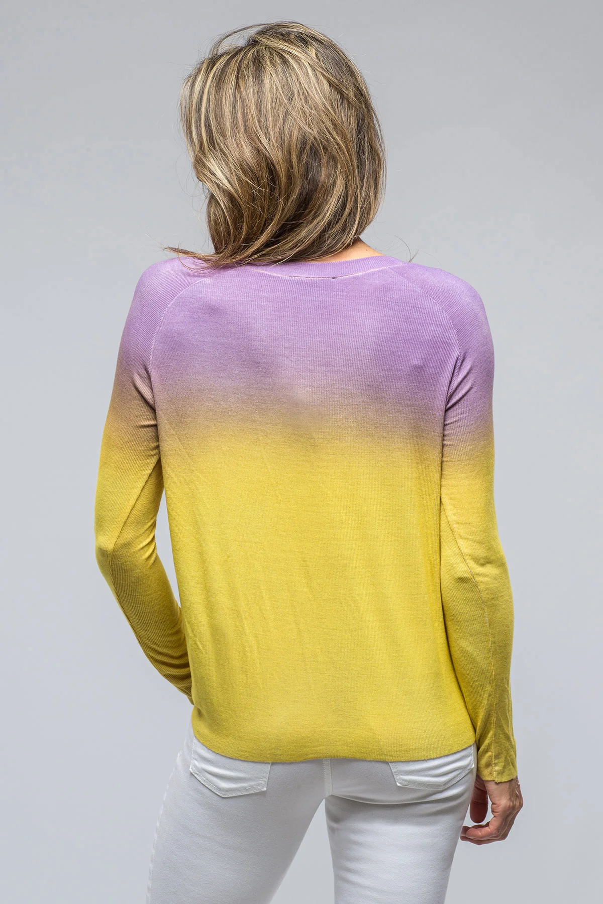 Mimi Micromodal V-Neck Top In Purple/Yellow - Image 3