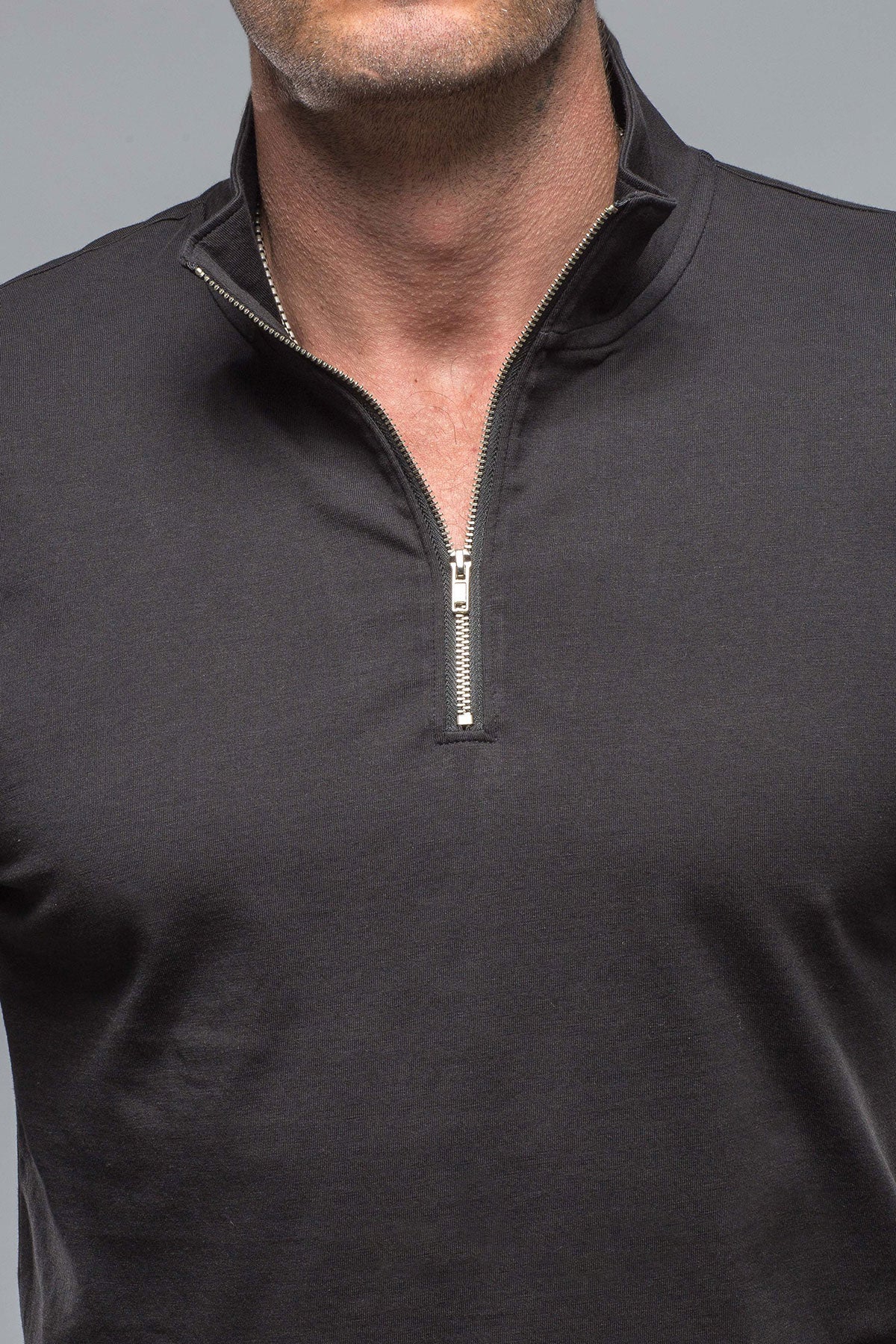 Modesto Luxe Pima Cotton Zip in Black - Image 4