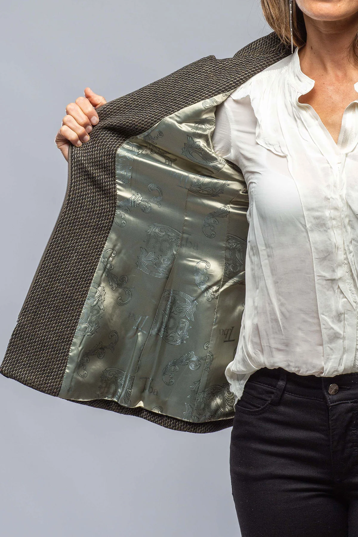Monsara Tweed Jkt W/ Velvet Trim - Image 6