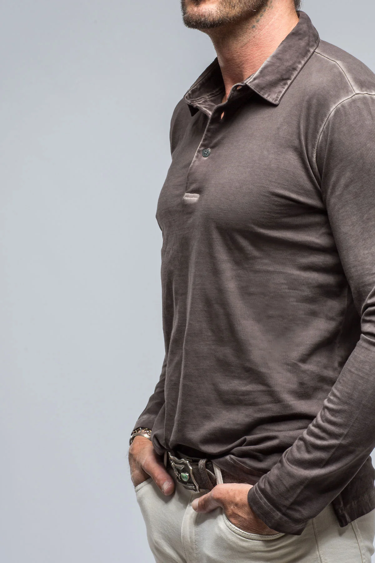 Newport Cotton Polo in Basalt - Image 5
