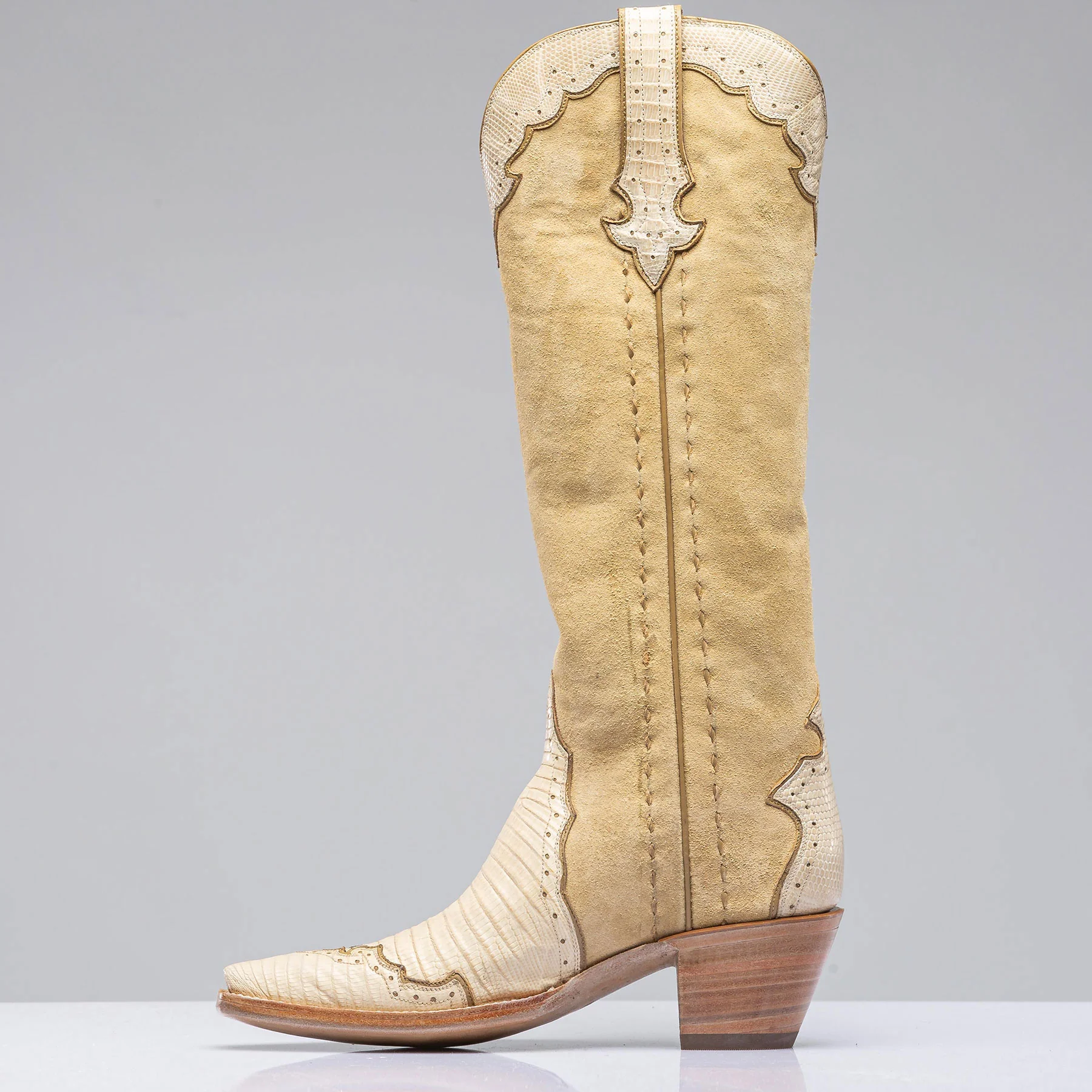 Palomino Tall Boot In Lizard and Suede - Image 3