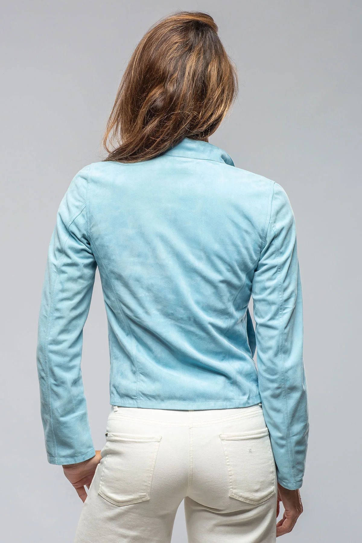 Parigi Suede Jacket In Light Blue - Image 3
