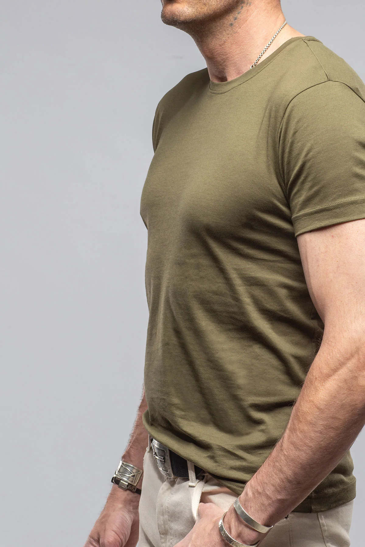 Pismo Cotton Tee In Olive - Image 5