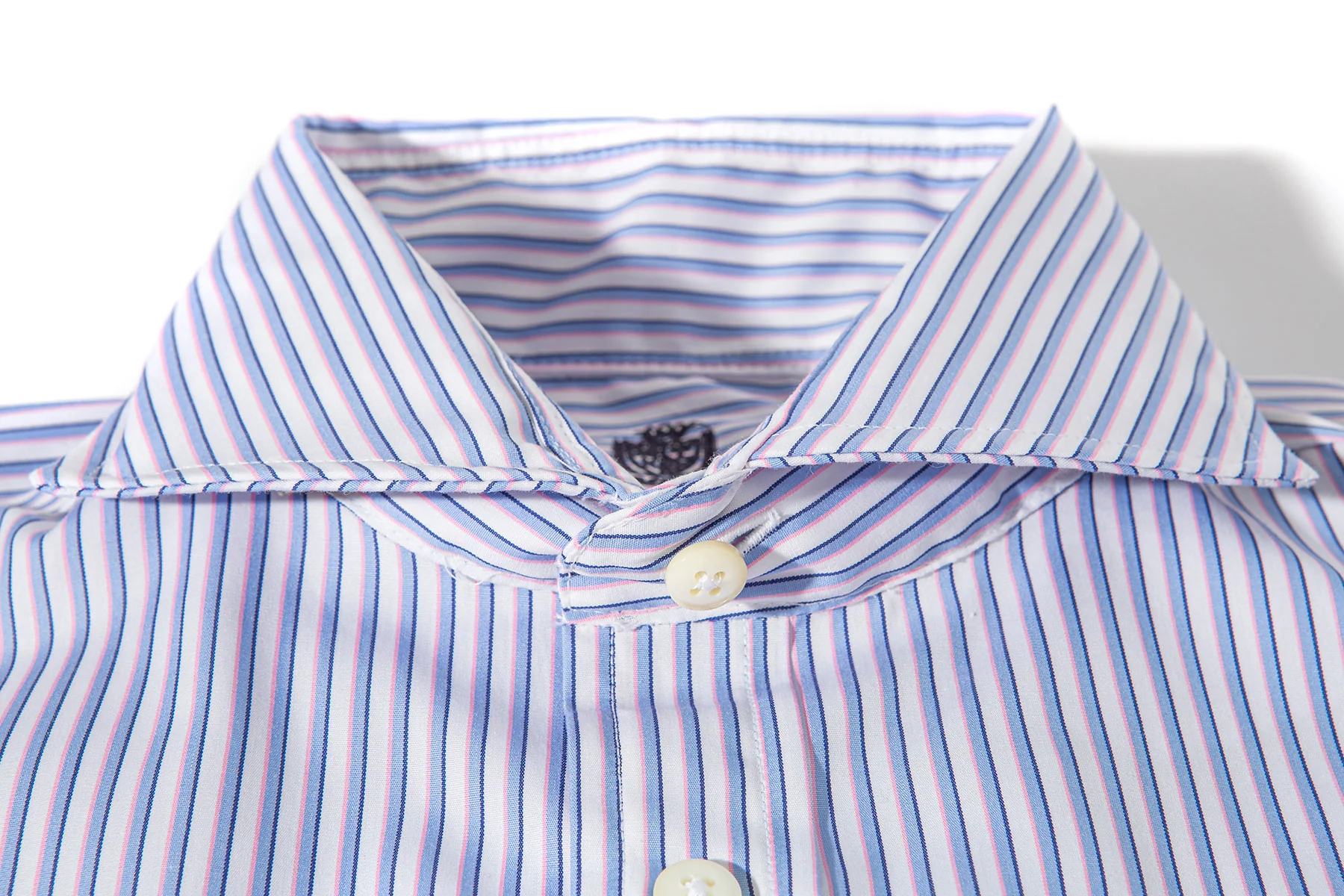 Poplin Blue Stripe Shirt In Pink Shadow Stripe - Image 3