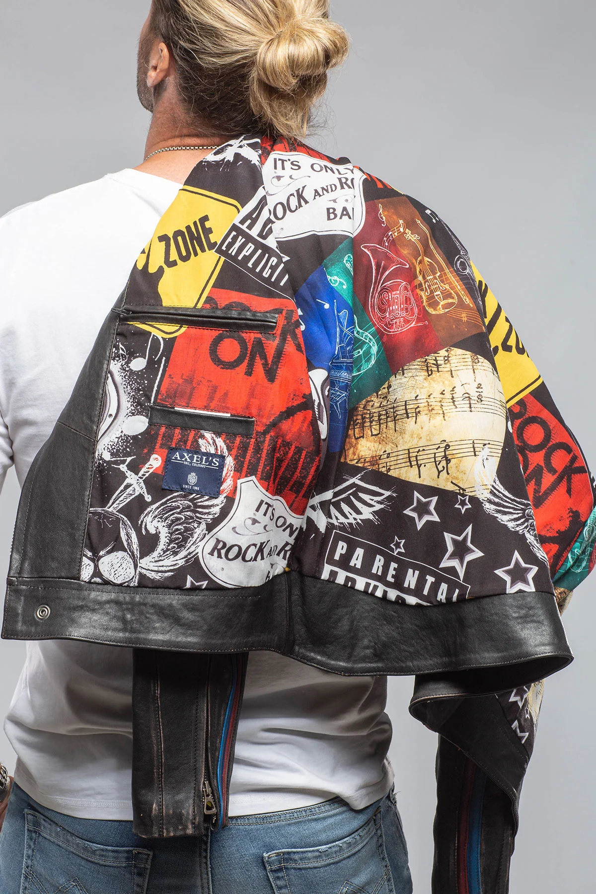 Retro Biker Jacket In Burgundy, White - Image 9