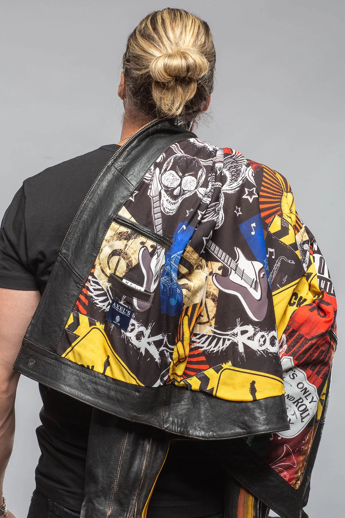 Retro Biker Jacket In Yellow, White - Image 9