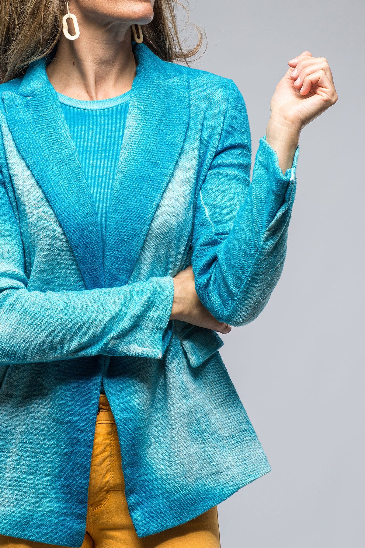 Roberta Dbl Brstd Shaded Jacket In Turquoise - Image 4