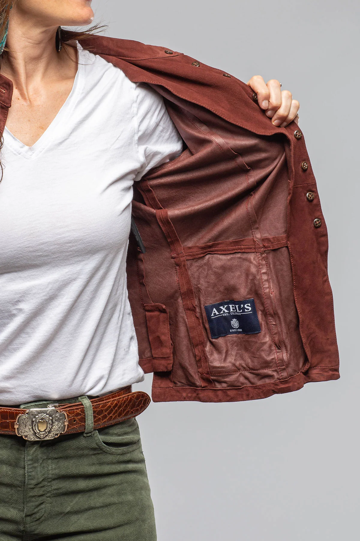 Scarlet Washed Suede Shirt In Burgundy - Image 4