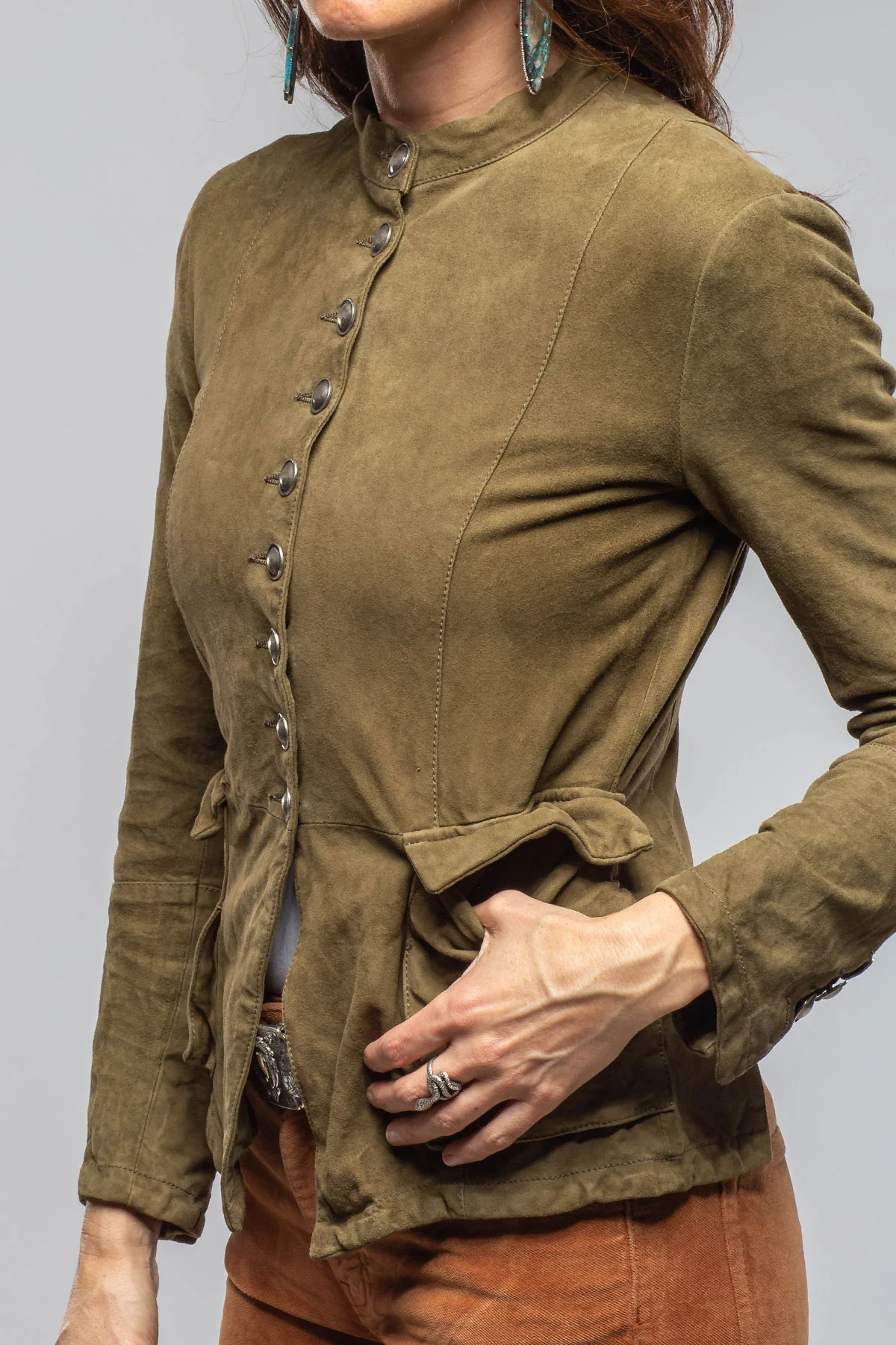 Scarlet Washed Suede Shirt In Sage - Image 5