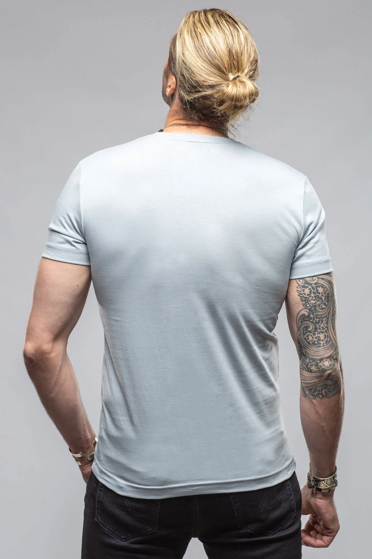 Siena Cotton V Neck In Pearl Grey - Image 3