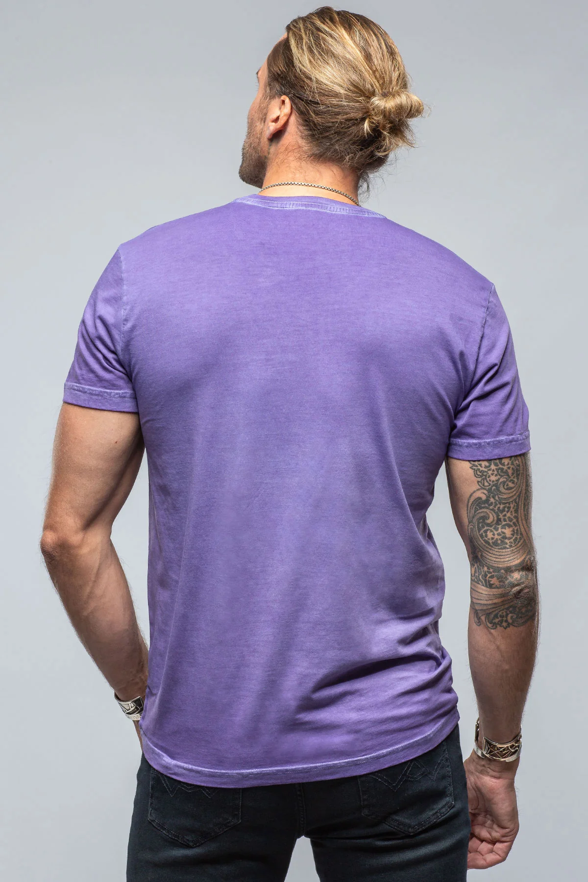 Siena Cotton V Neck In Purple - Image 3