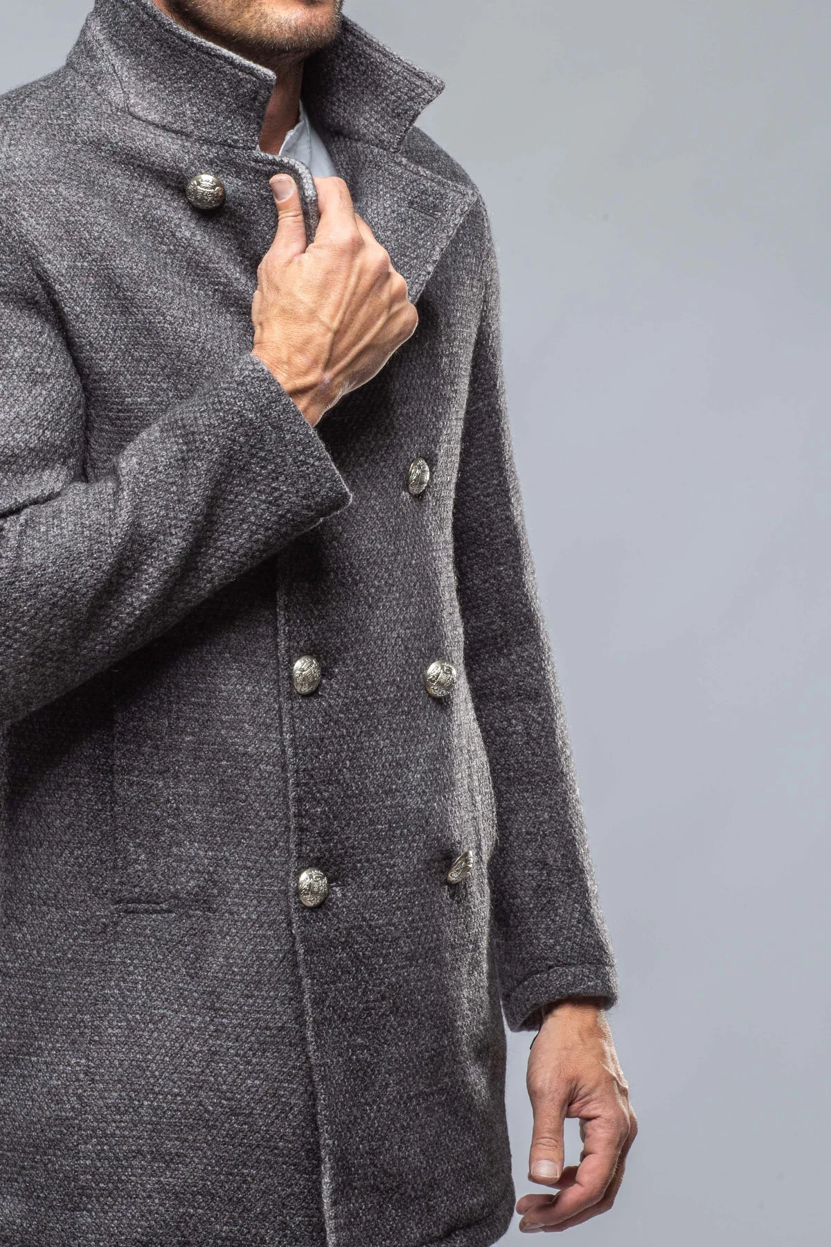 St. Christoff Wool Jacket In Washed Charcoal - Image 5